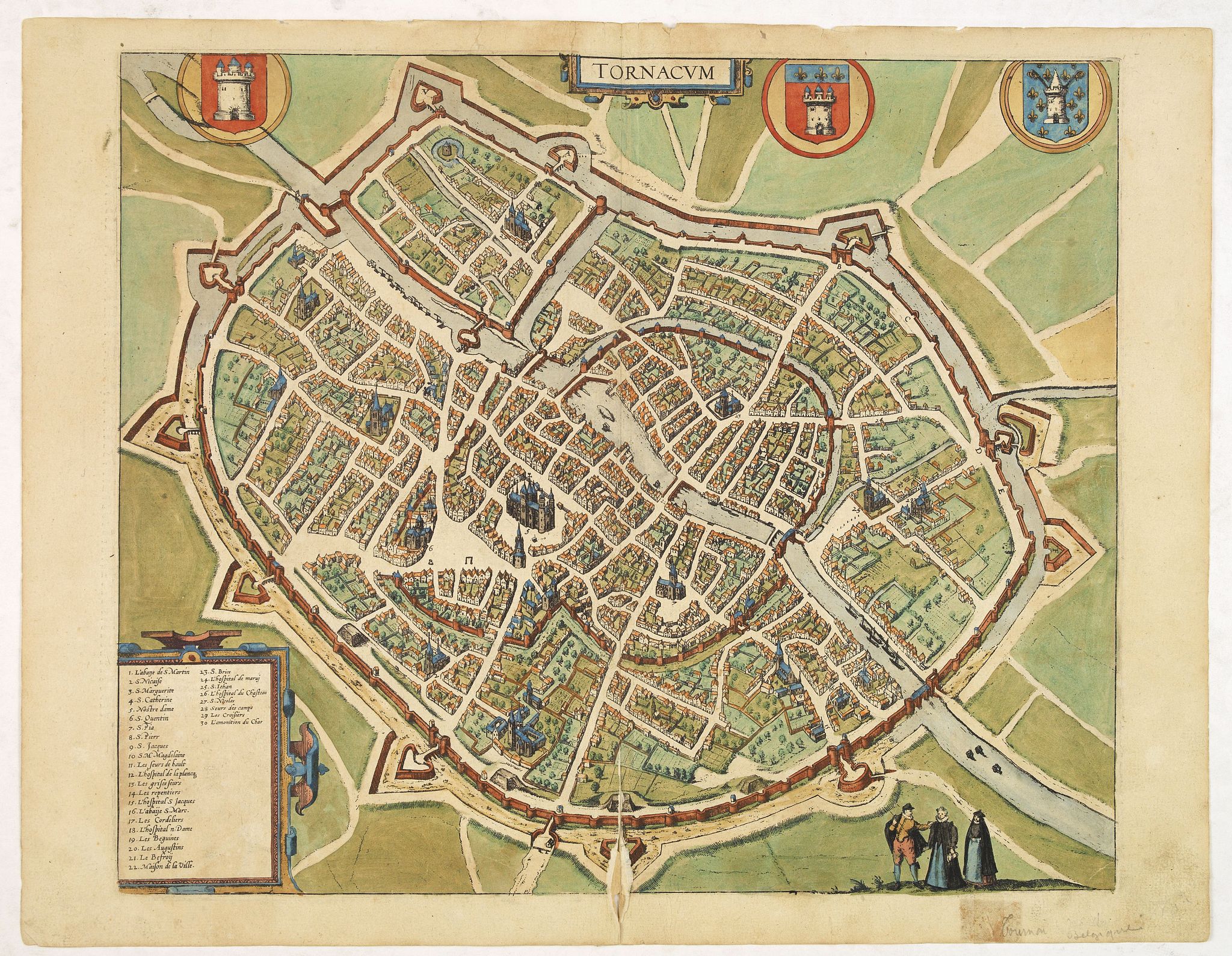 BRAUN,G. / HOGENBERG, F., Tornacum., antique map, old maps