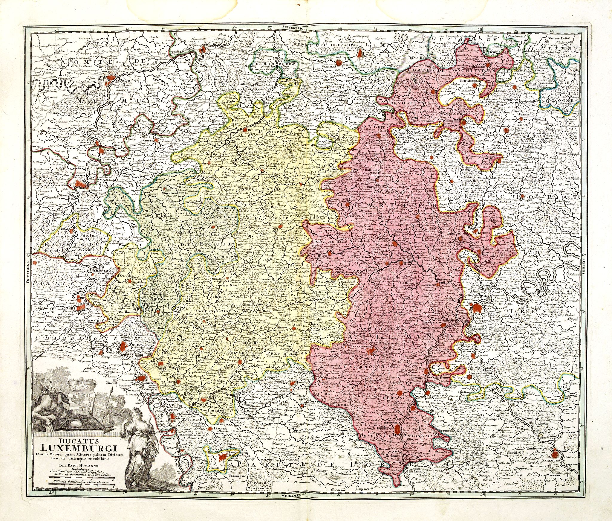 HOMANN, J. B., Ducatus Luxemburgi tam in Maiores quam Minores . . ., antique map, old maps