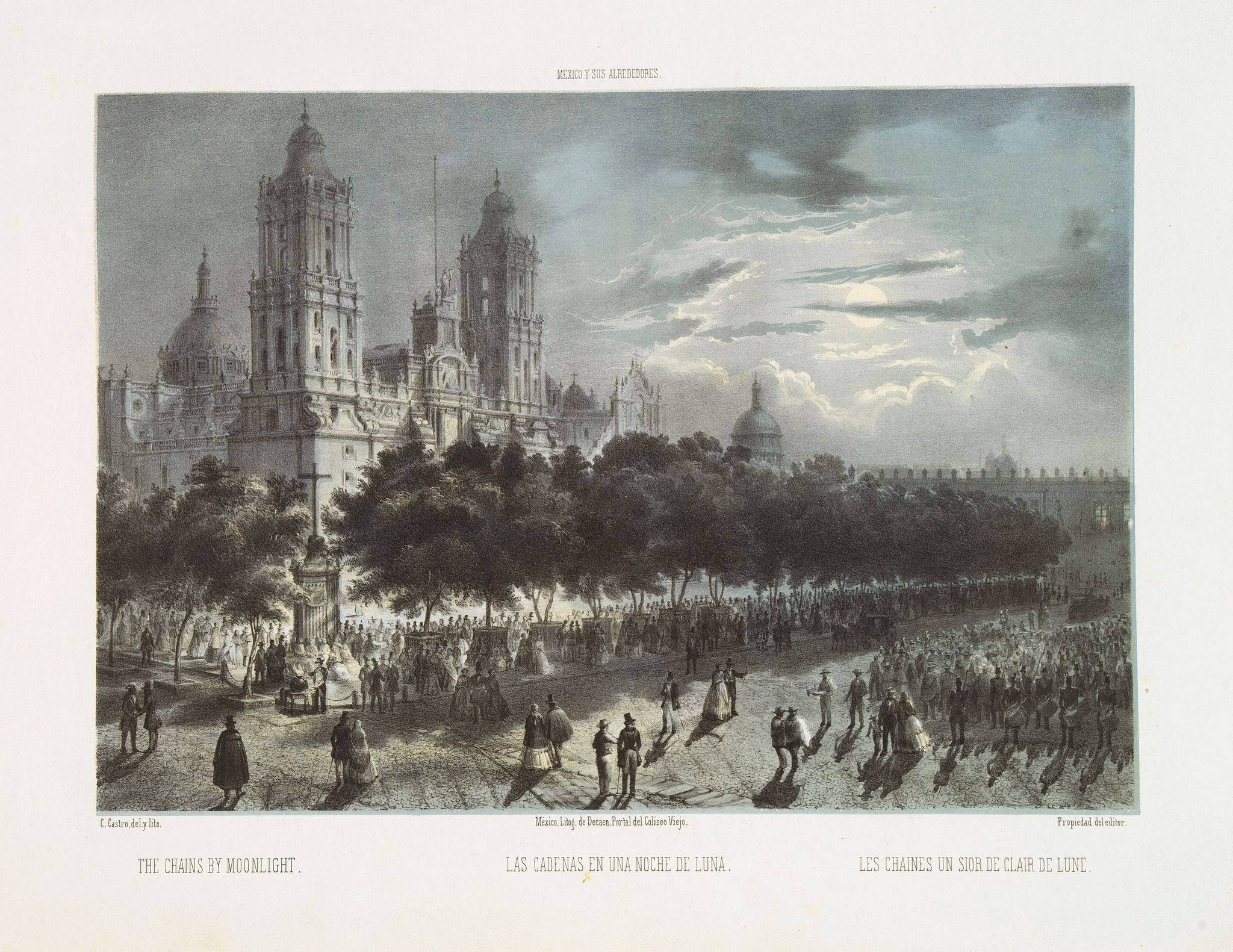DECAEN, J. A. / CASTRO, C., Las Cadenas en una noche de luna. - The Chains by Moonlight., antique map, old maps