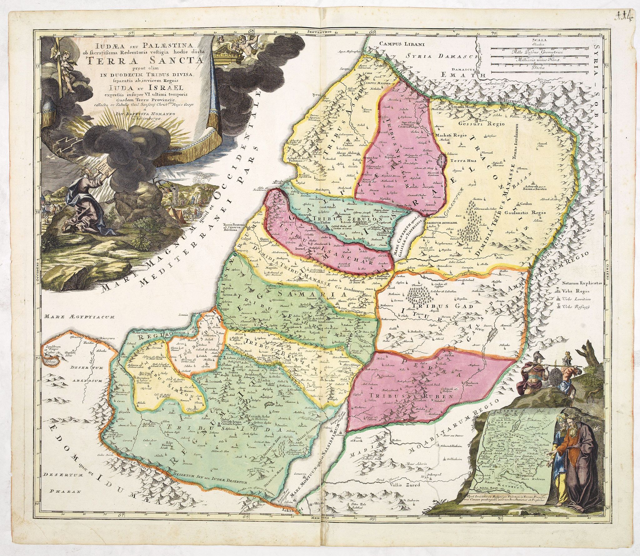 HOMANN, J.B., IUDAEA seu PALAESTINA… TERRA SANCTA… IUDA et ISRAEL, antique map, old maps