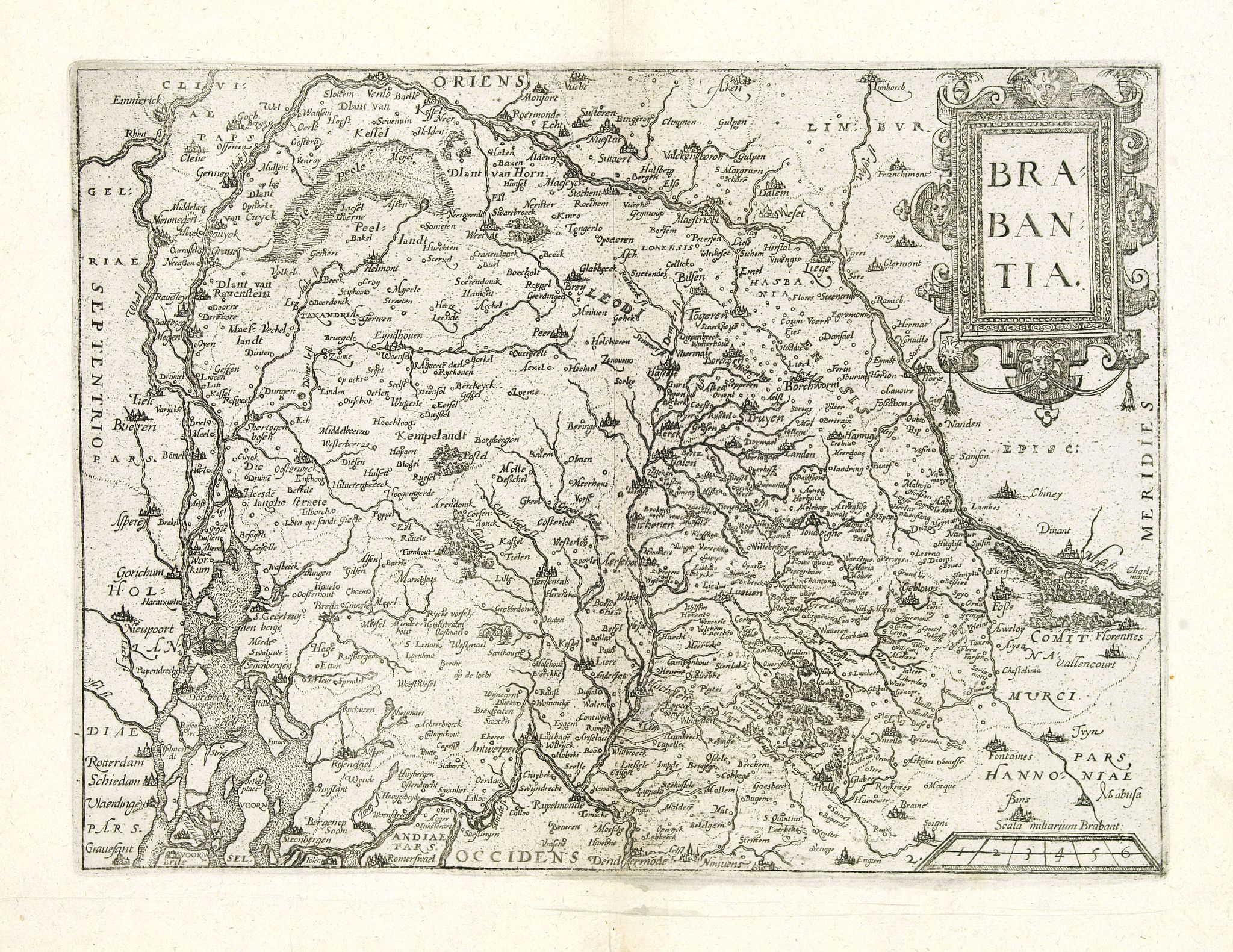 GUICCIARDINI, L., Brabantia., antique map, old maps