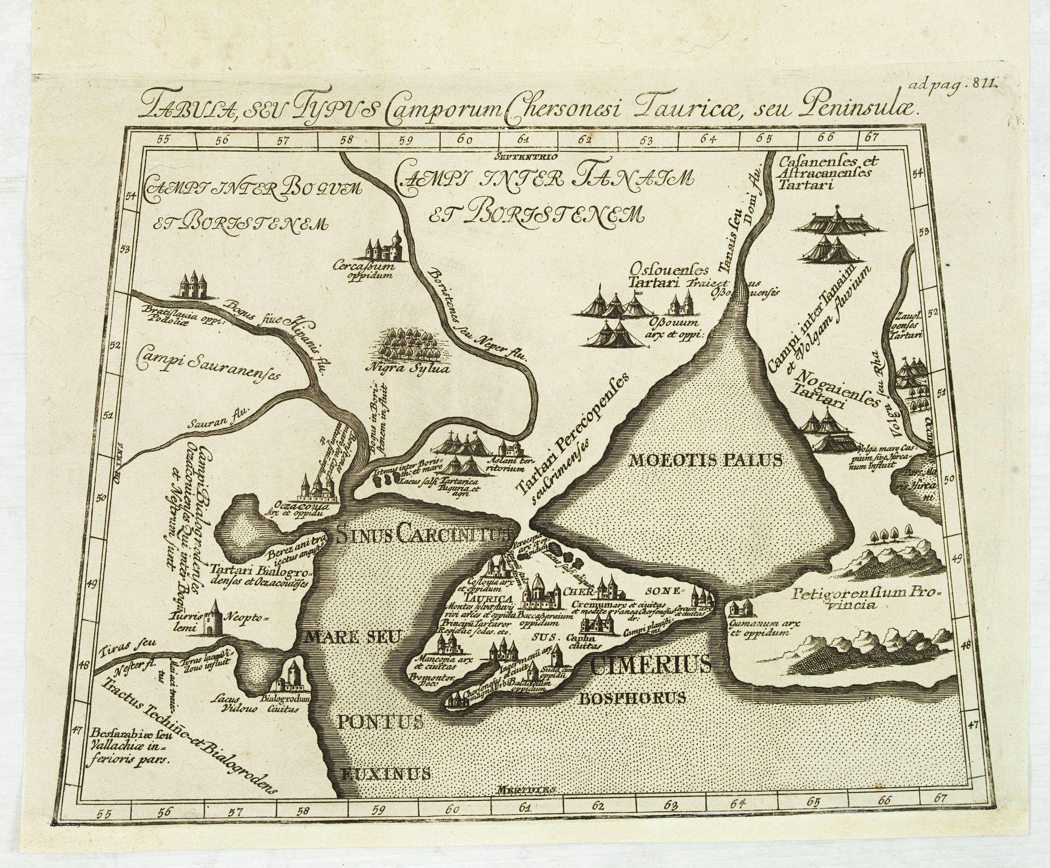BRONIOVIUS, M., Tabula, seu Typus Camporum Chersonesi Tauricae, seu Peninsulae., antique map, old maps