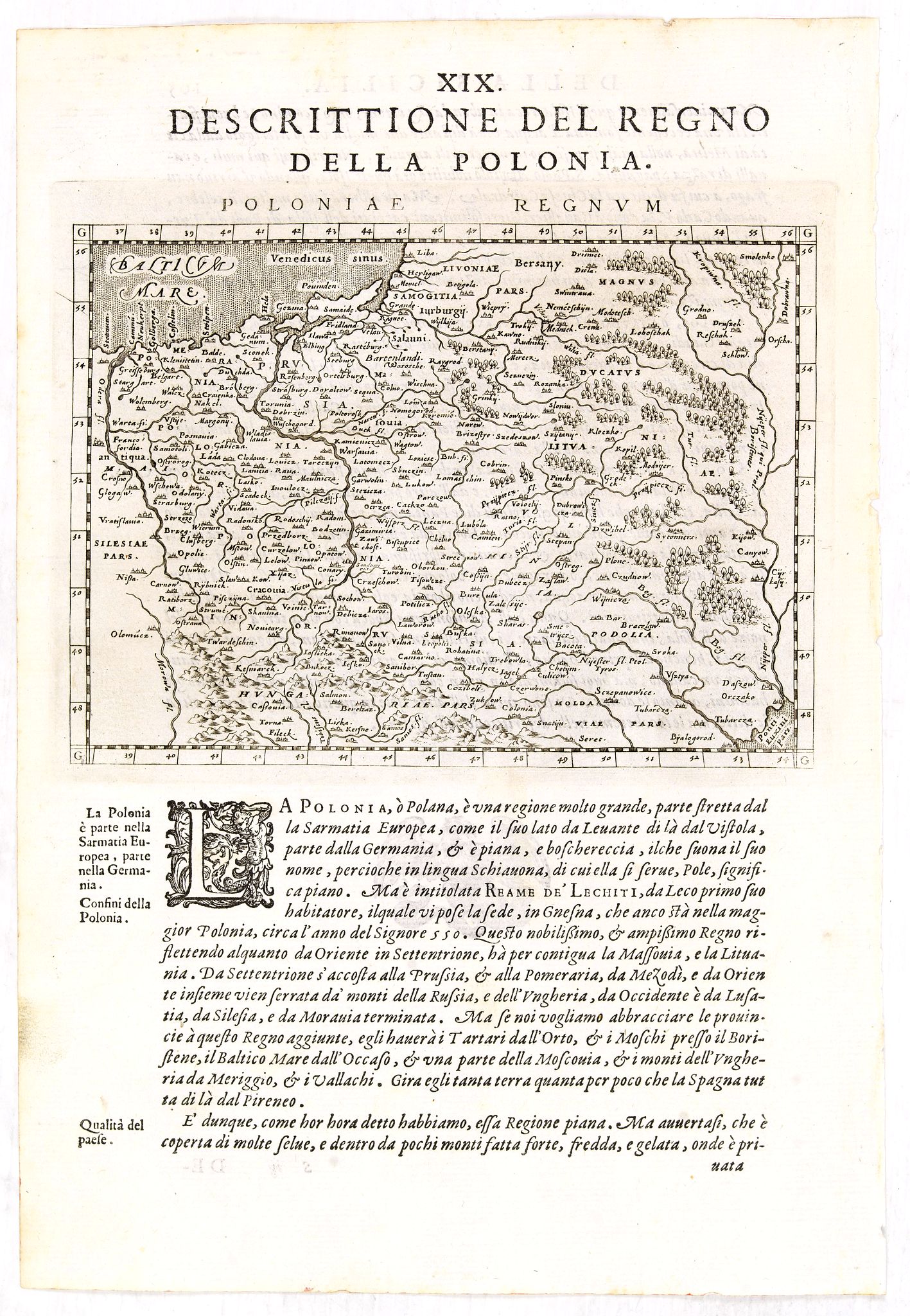 MAGINI, G.A., Poloniae Regnum., antique map, old maps