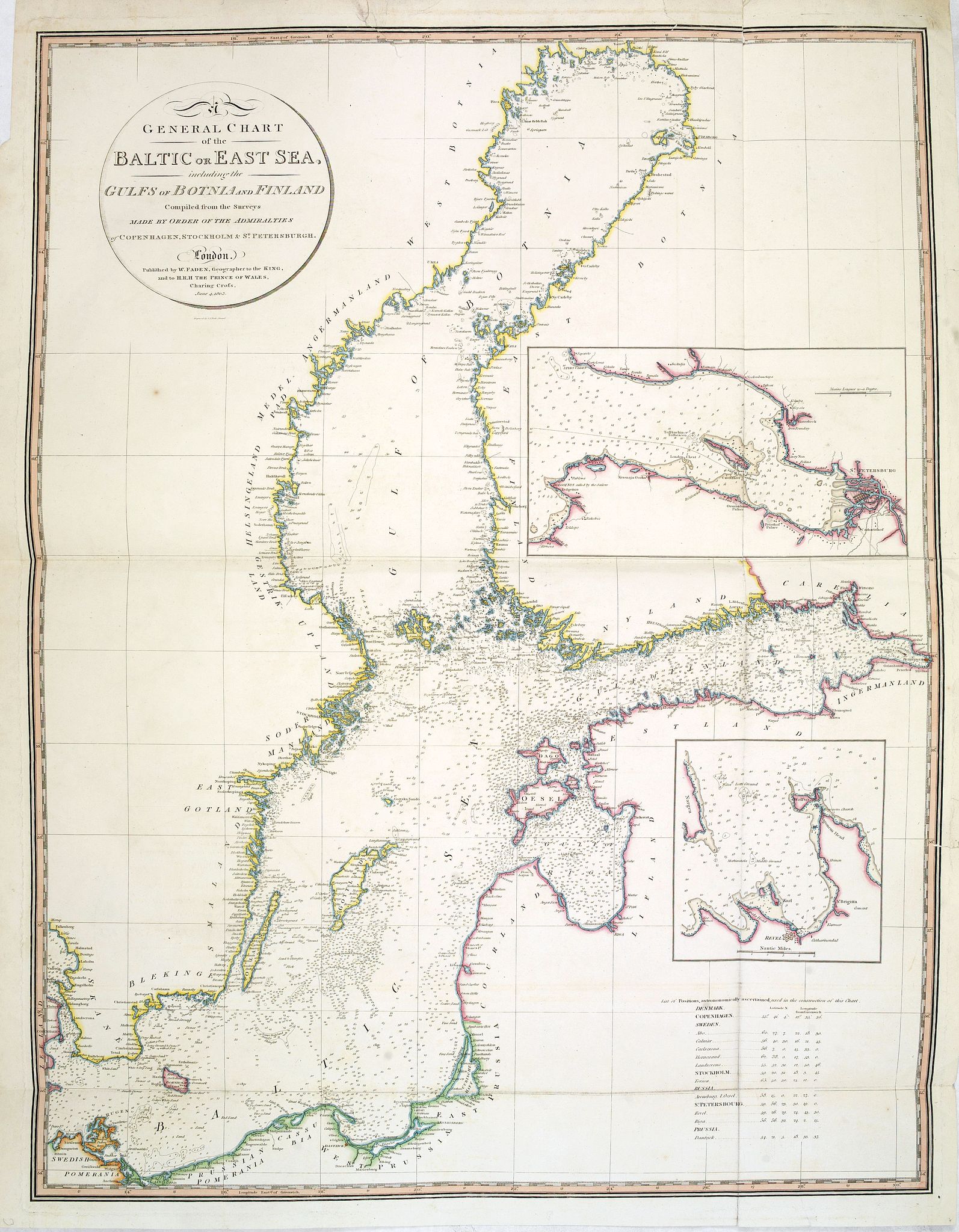 FADEN, William., A General Chart of the Baltic or East Sea, including the Gulfs of Botnia and Finland . . ., antique map, old maps