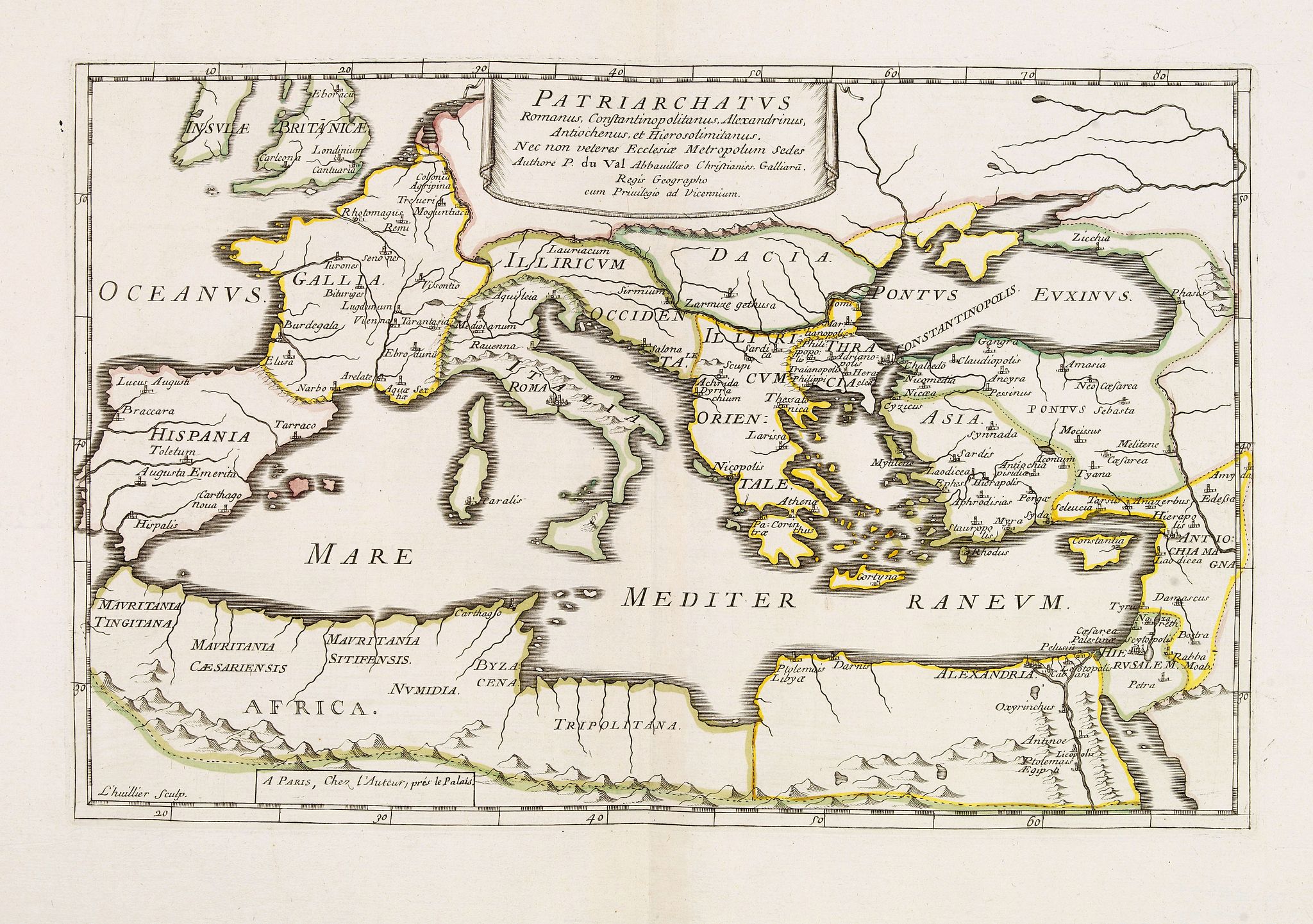 DU VAL, P., Patriarchatus, Romanus, Constantinopolitanus, Alexandrinus, Antiochenus, et Hierosolimitanus. . ., antique map, old maps