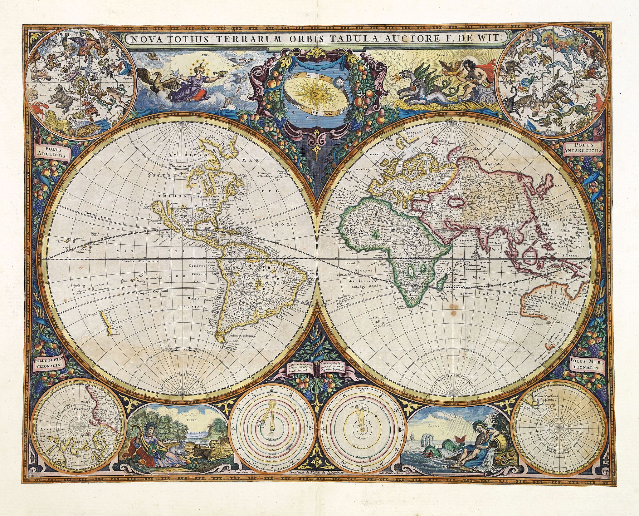 DE WIT, F., Nova Totius Terrarum Orbis Tabula., antique map, old maps
