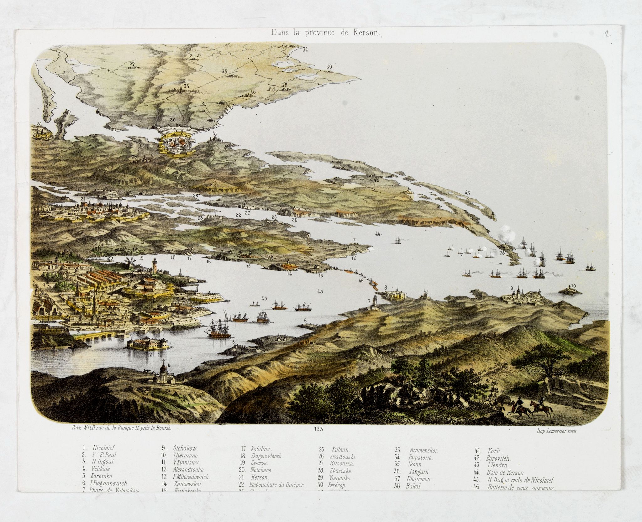 LEMERCIER., (Vue générale du théatre de la guerre d'Orient) dans la province de Kerson., antique map, old maps