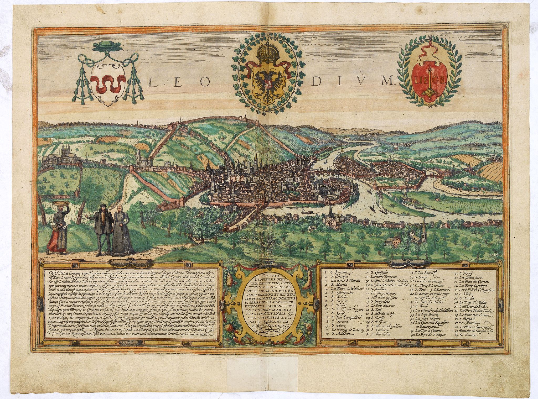 BRAUN,G. / HOGENBERG, F., Leodium. (Luik or Liège), antique map, old maps