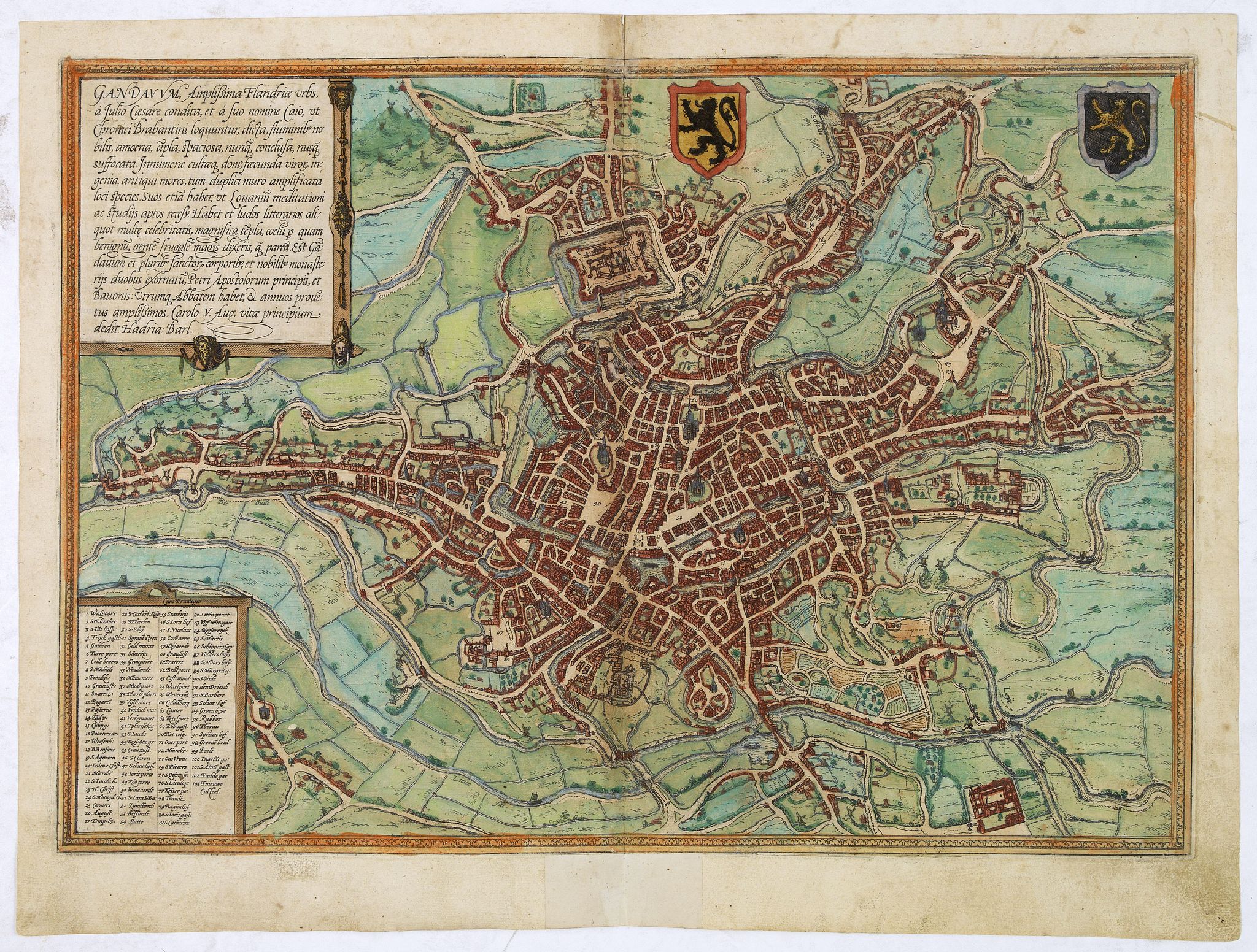 BRAUN,G. / HOGENBERG, F., Gandavum (Ghent), antique map, old maps