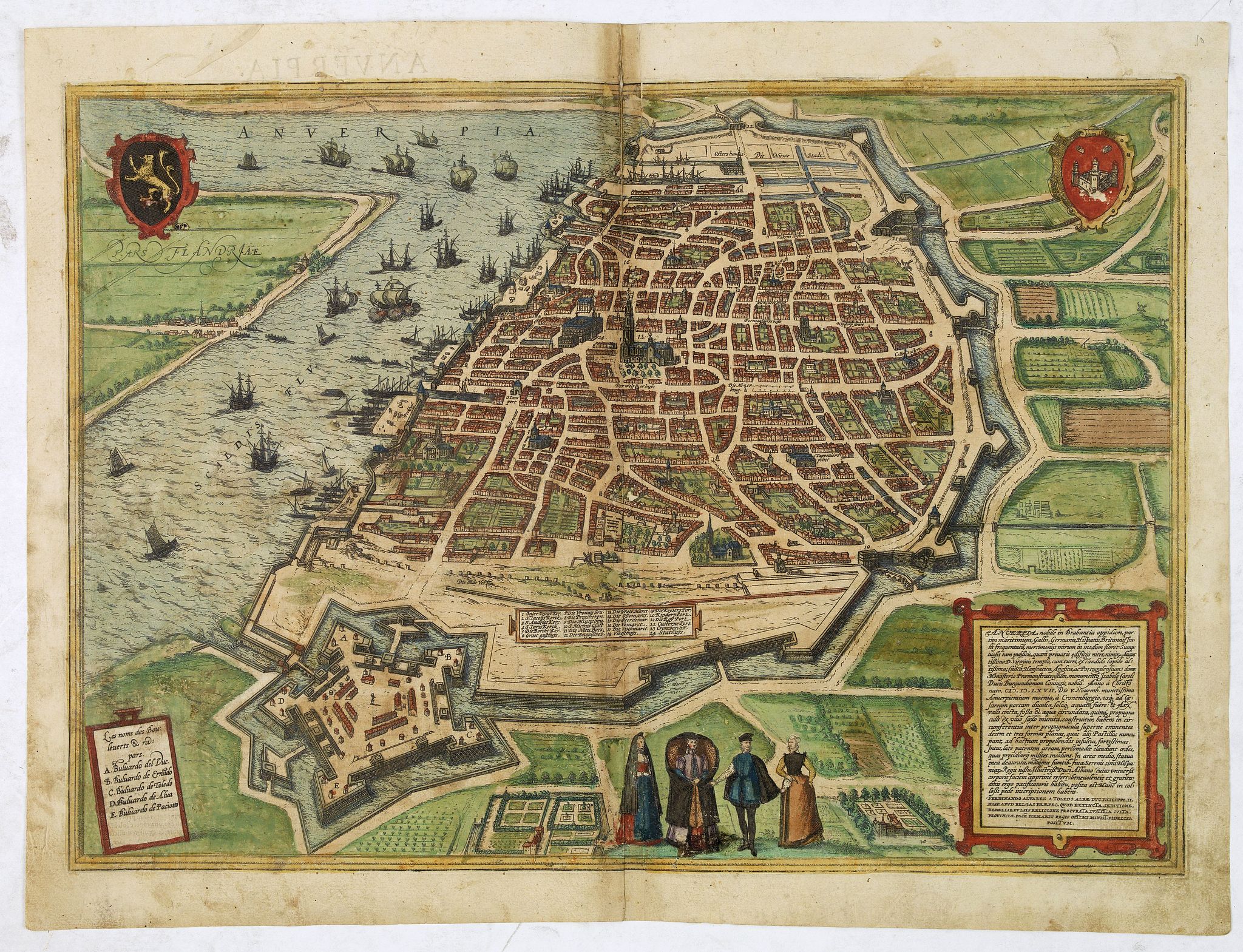BRAUN,G. / HOGENBERG, F., Anverpia, nobile in Brabantia oppidum, . . (Antwerp), antique map, old maps