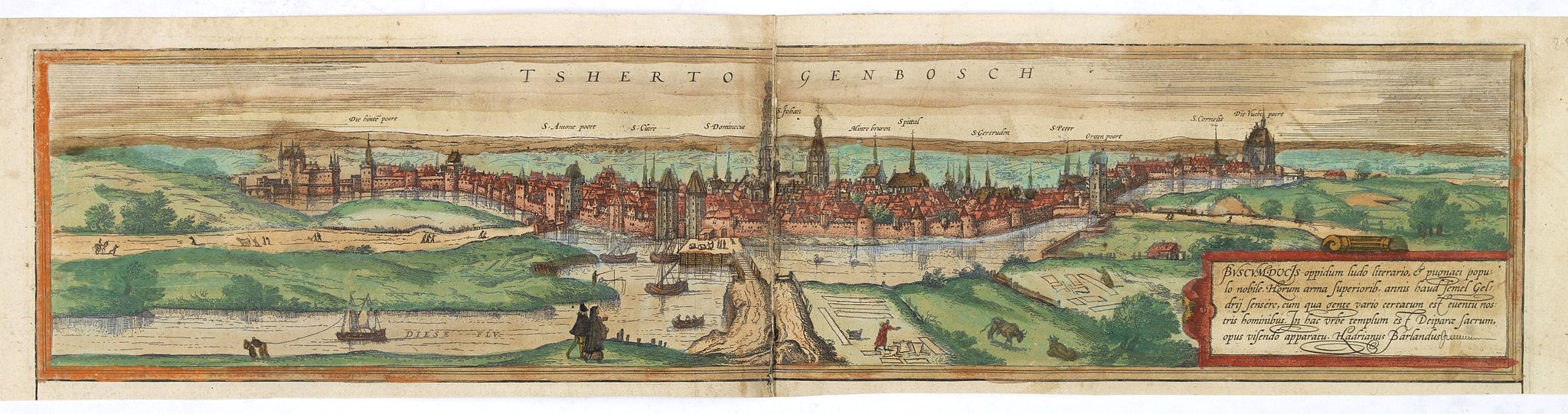 BRAUN,G. / HOGENBERG, F., Tshertogenbosch - Buscumducis oppidum ludo Literario. (s-Hertogenbosch), antique map, old maps