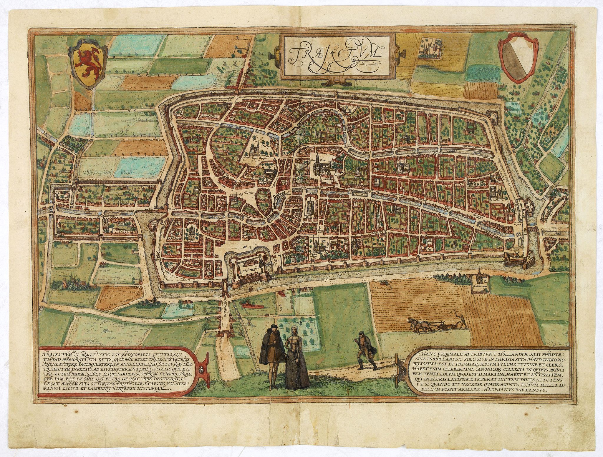 BRAUN,G. / HOGENBERG, F., Traiectum clara et vetus est Episcopalis Civitas, . . . (Utrecht), antique map, old maps