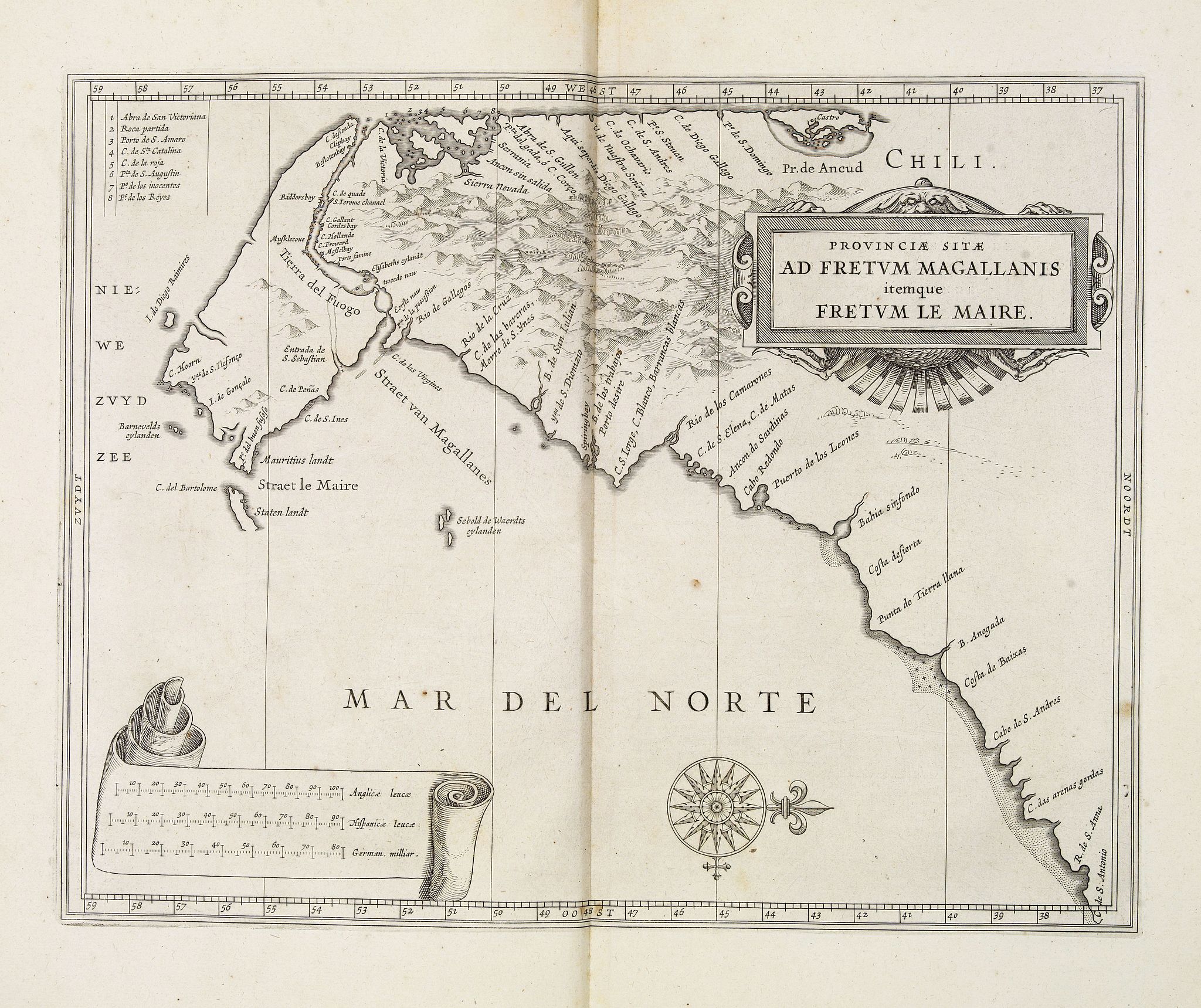 LAET, DE J. / GERITSZ, H., Provincia Sitæ Ad Fretum Magallanis itemque Fretum Le Maire., antique map, old maps