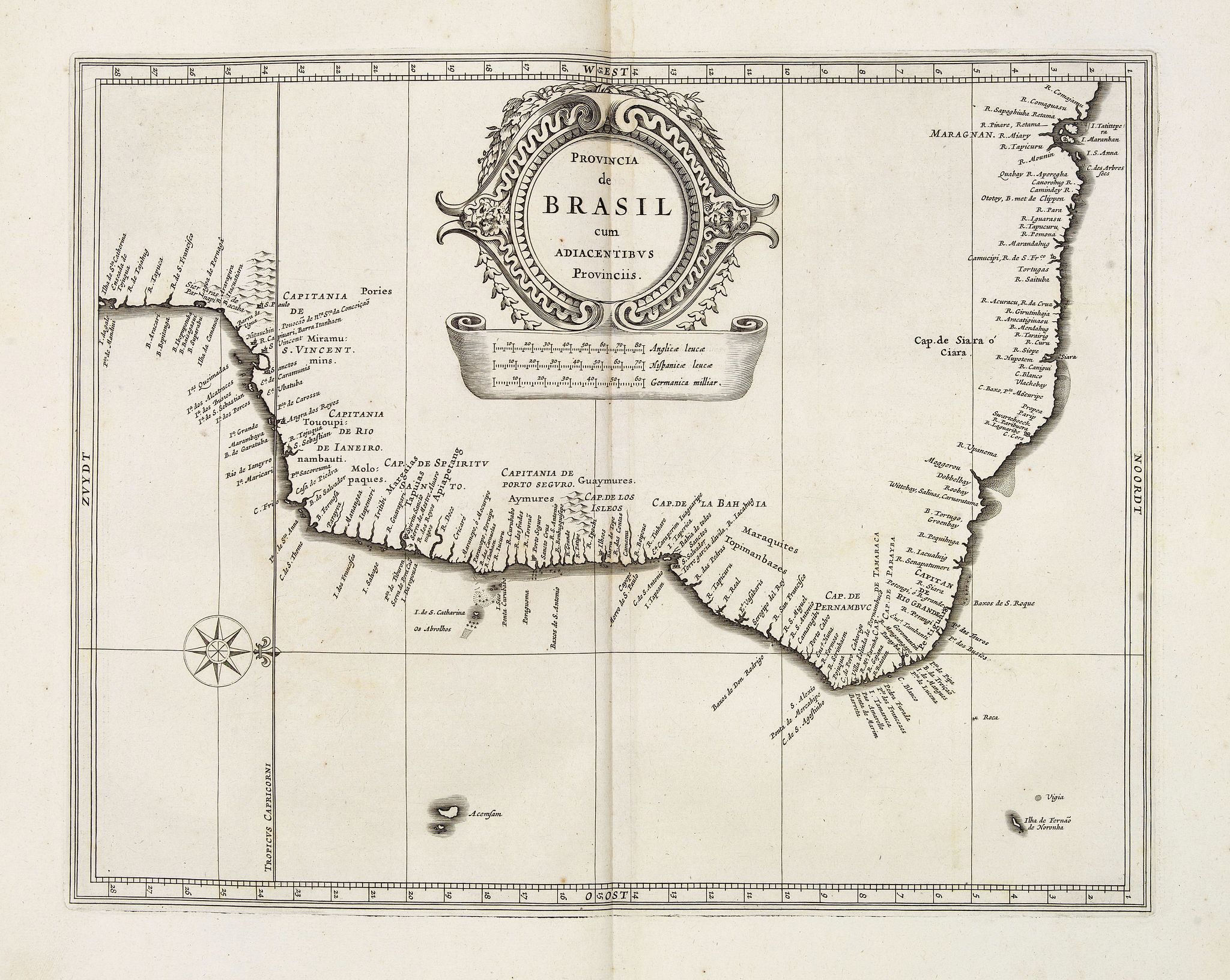LAET, DE J. / GERITSZ, H., Provincia de Brasil cum Adiacentibvs Provinciis., antique map, old maps
