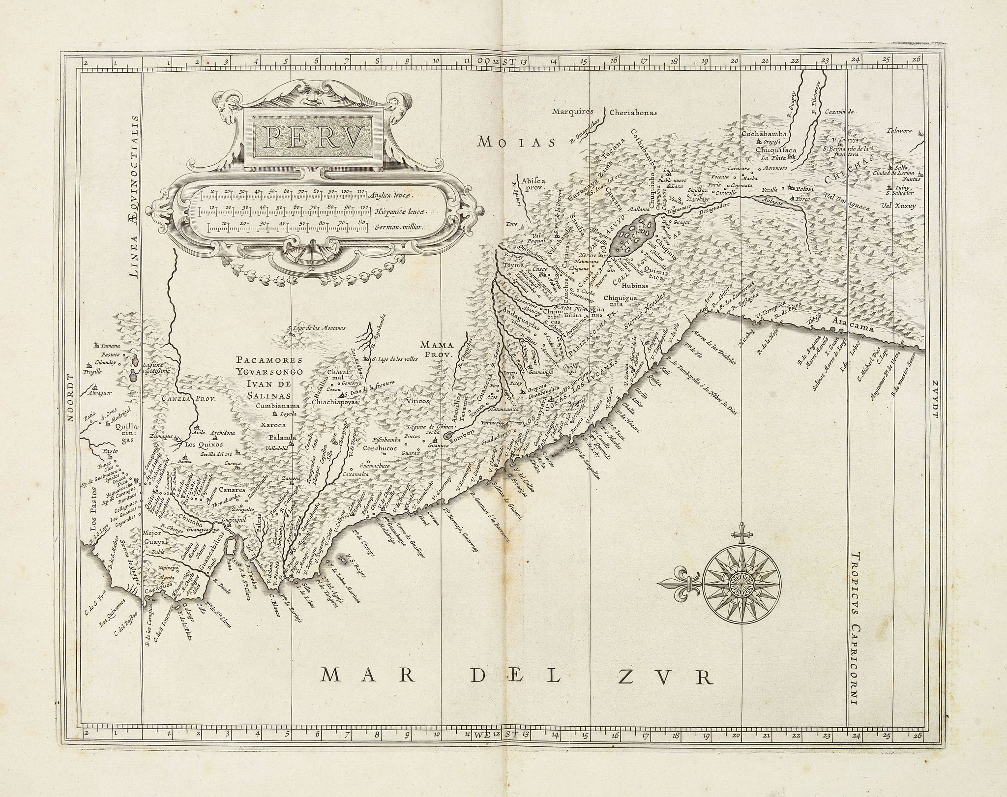 LAET, DE J. / GERITSZ, H., Peru., antique map, old maps