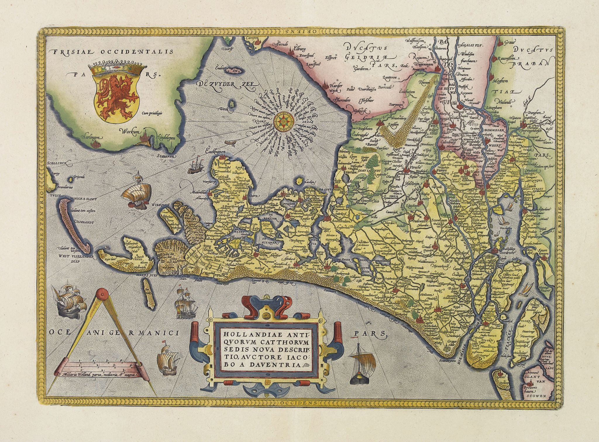 ORTELIUS, A., Hollandiae Antiquorum., antique map, old maps