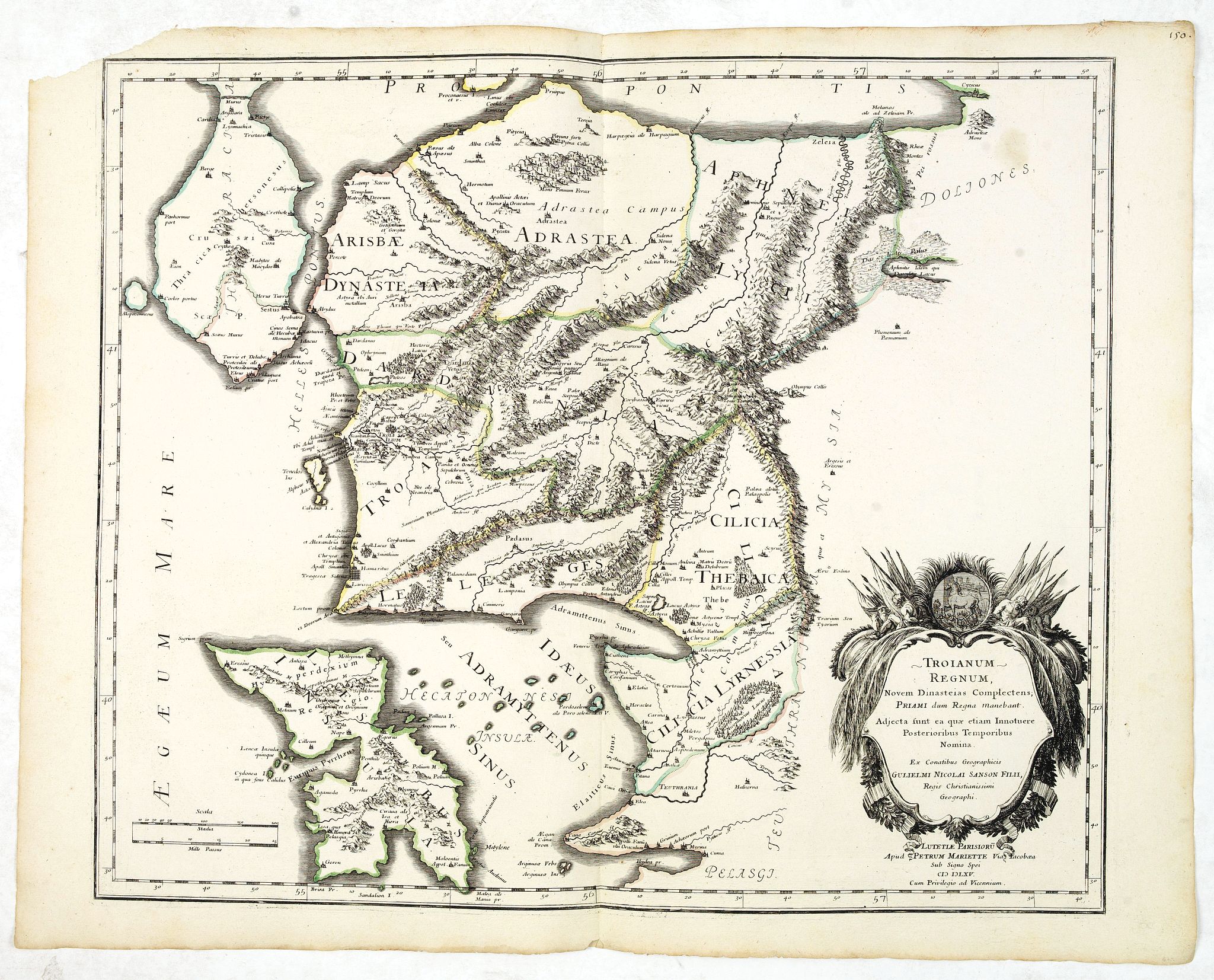 SANSON, N. / MARIETTE, P., Troianum regnum, novem dinasteias complectens, Priami dum regna Manebant . . ., antique map, old maps