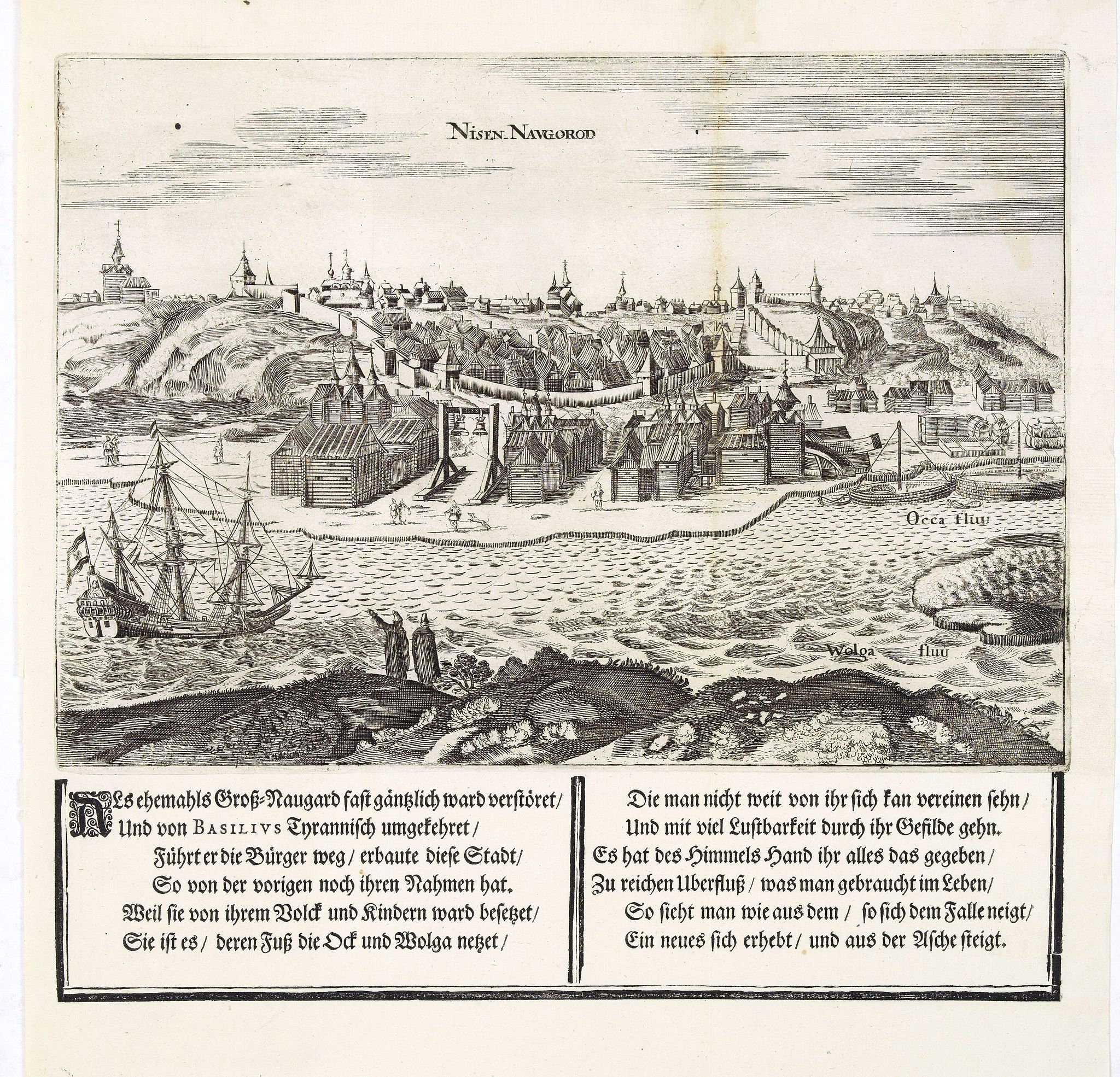 OLEARIUS, A. / KOCH, O., Nisen Navgorod., antique map, old maps