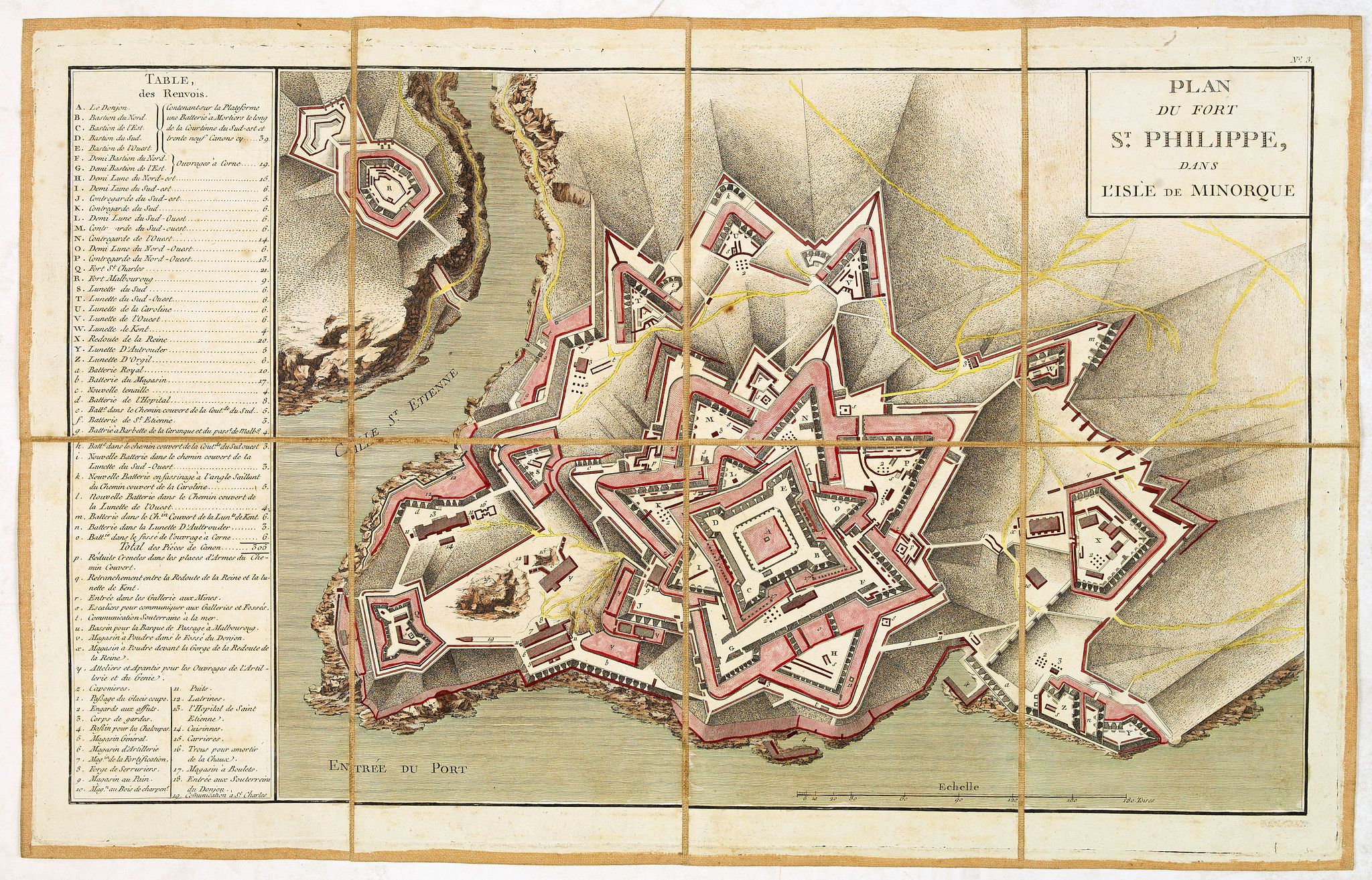 TARDIEU, P.F., Plan du fort Saint-Philippe dans L’isle de Minorque., antique map, old maps