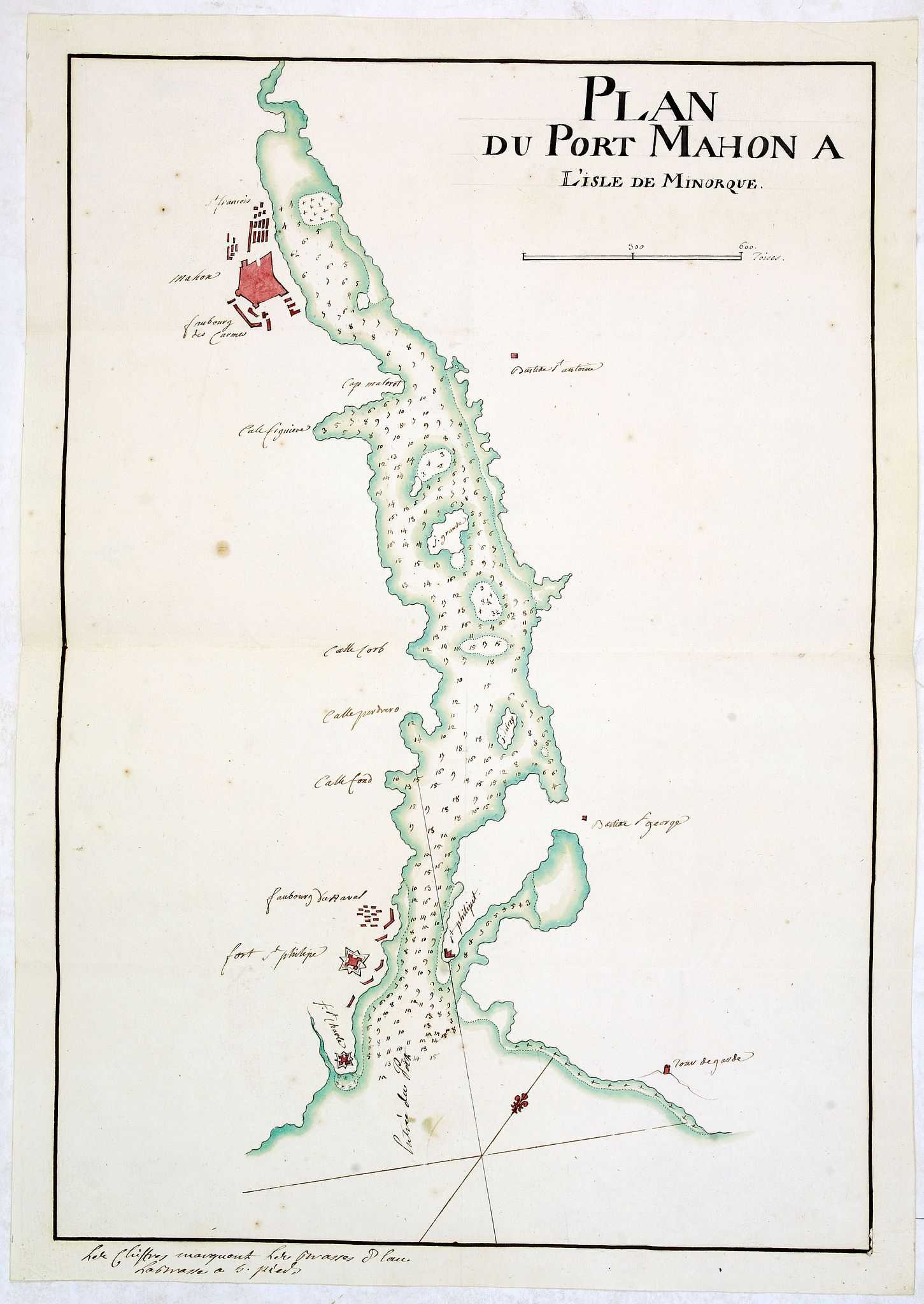 ANONYMOUS, Plan du Port Mahon à l’isle de Minorque., antique map, old maps