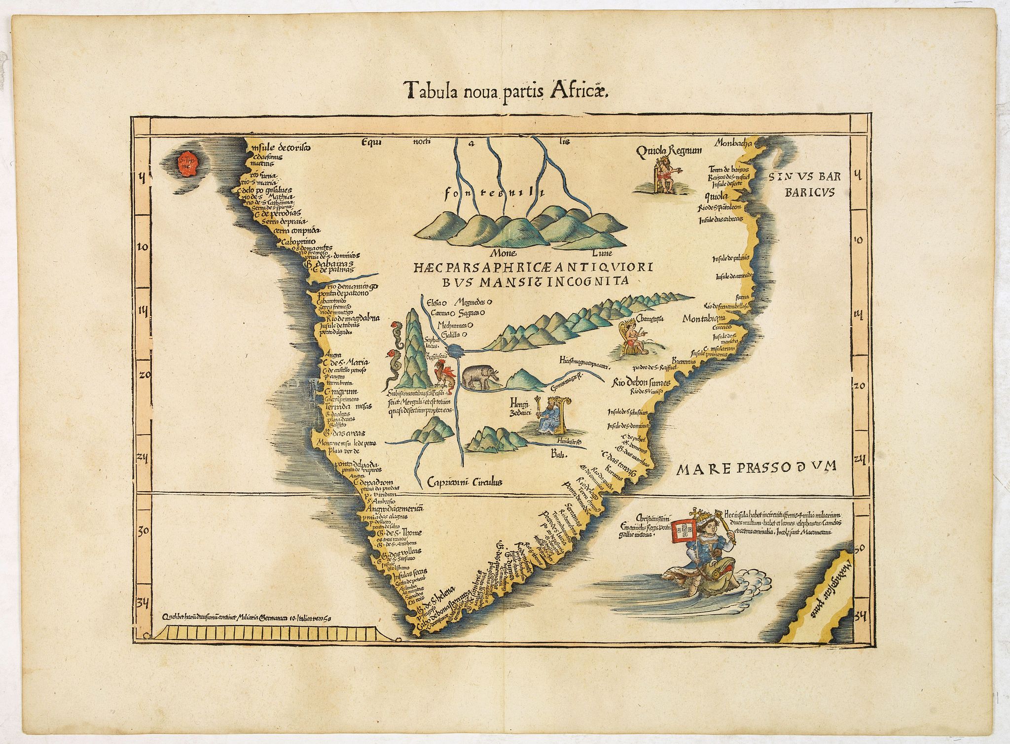 FRIES, L. / WALDSEEMÜLLER, M., Tabula nova partis Africae., antique map, old maps