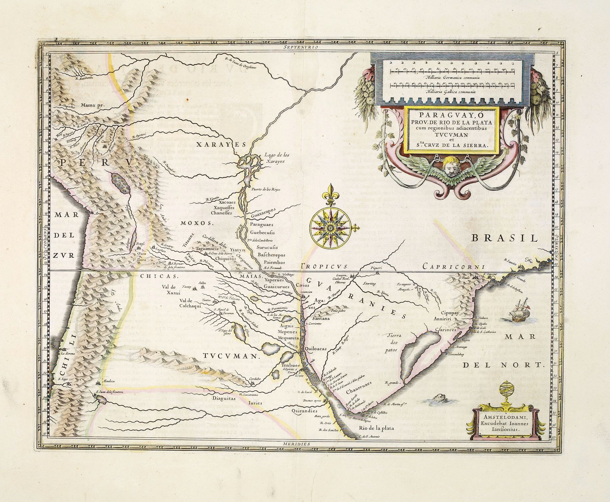 JANSSONIUS, J., Paraguayo, prov. de Rio de La Plata cum regionibus.., antique map, old maps