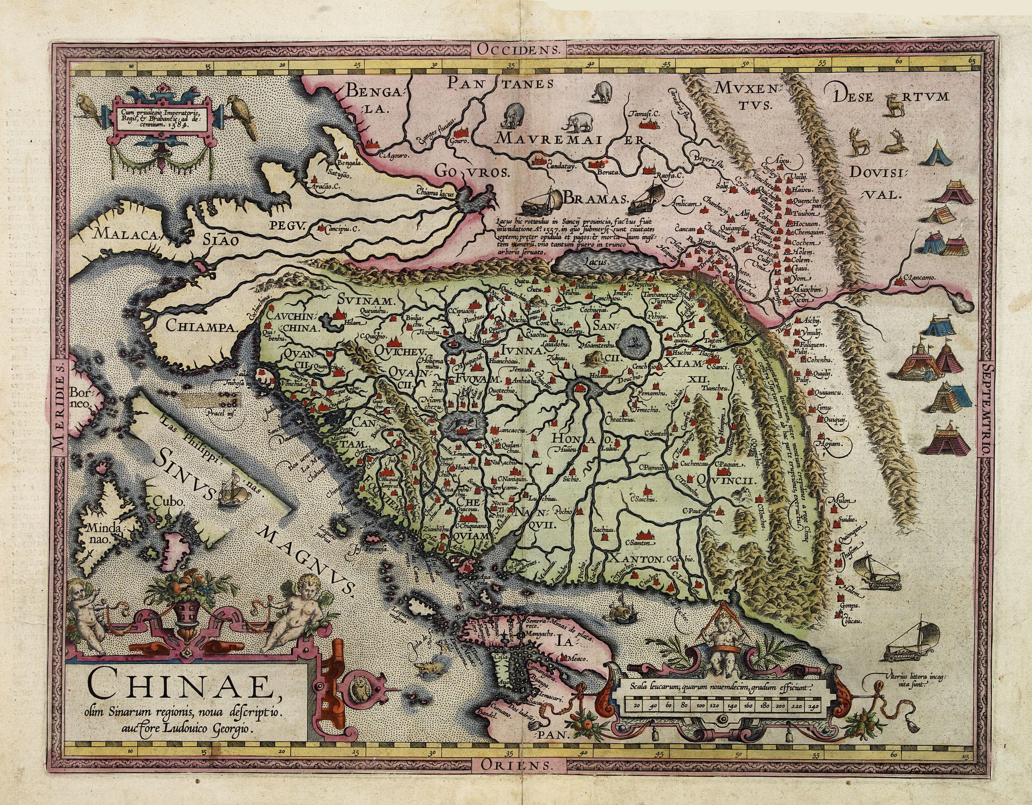 ORTELIUS, A., Chinae, olim Sinarum Regionis, nova descriptio. Auctore Ludovico Georgio., antique map, old maps