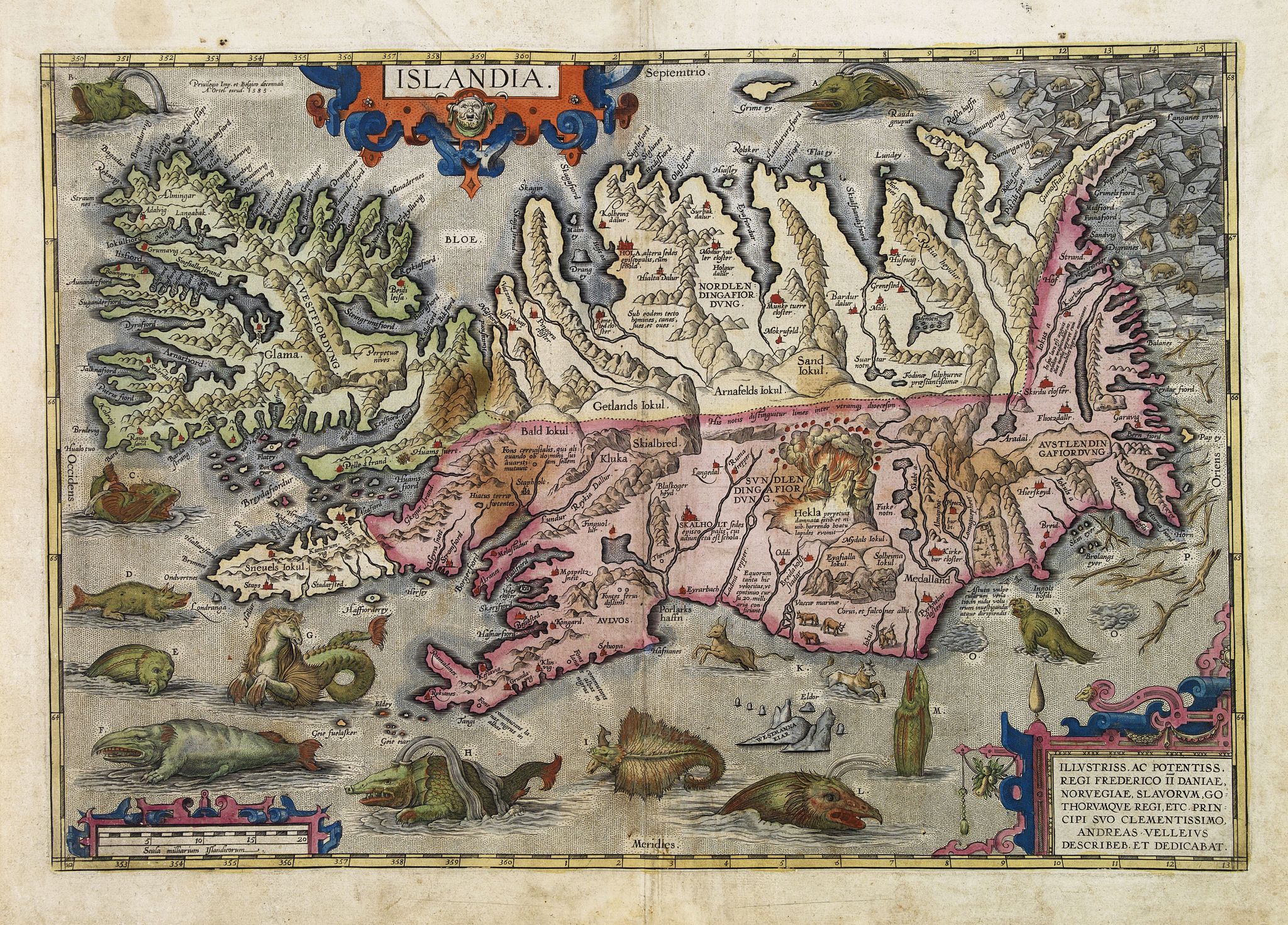 ORTELIUS, A., Islandia., antique map, old maps