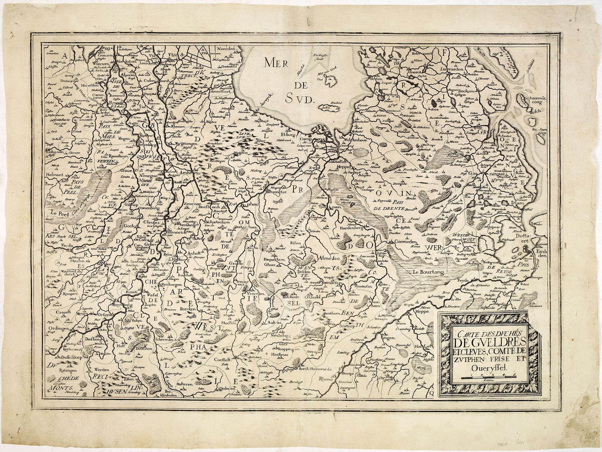 TASSIN, N., Carte des Duchés de Gueldres et Cleves, comté de Zutphen Frise et Overyssel., antique map, old maps