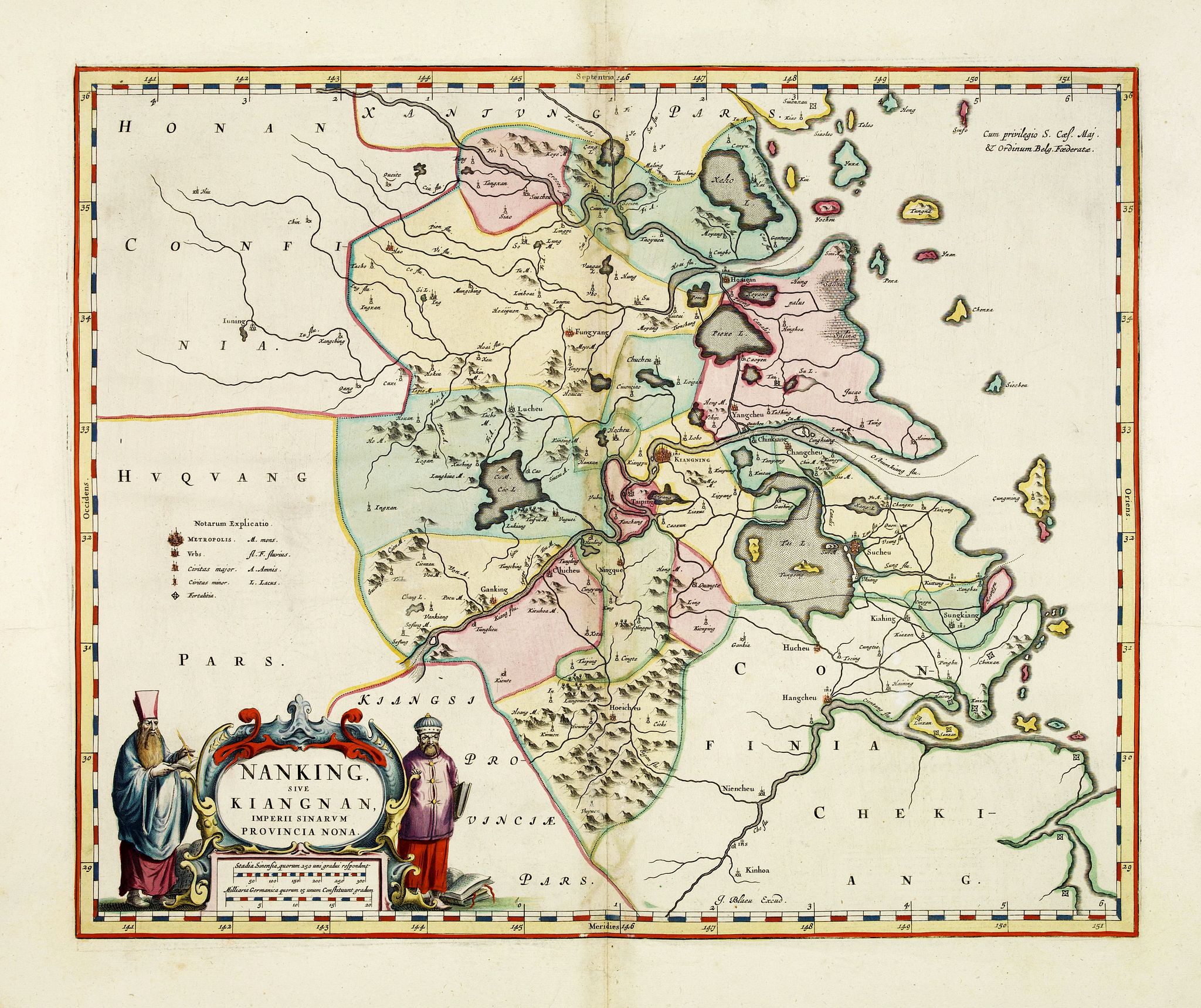BLAEU, J., Nanking, sive Kiangnan, Imperii Sinarum Provincia Nona., antique map, old maps