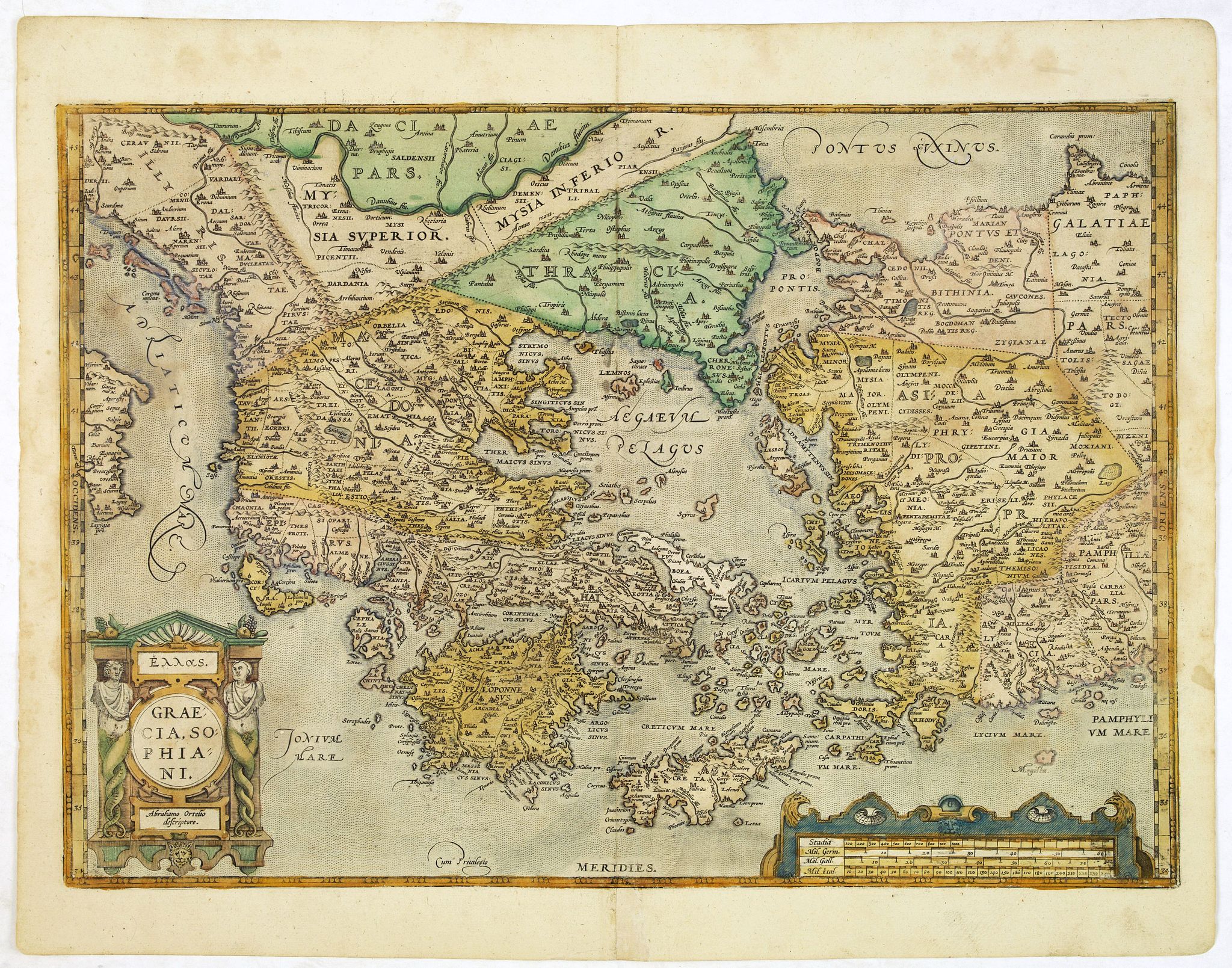 ORTELIUS, A., Graeciae Sophiani., antique map, old maps