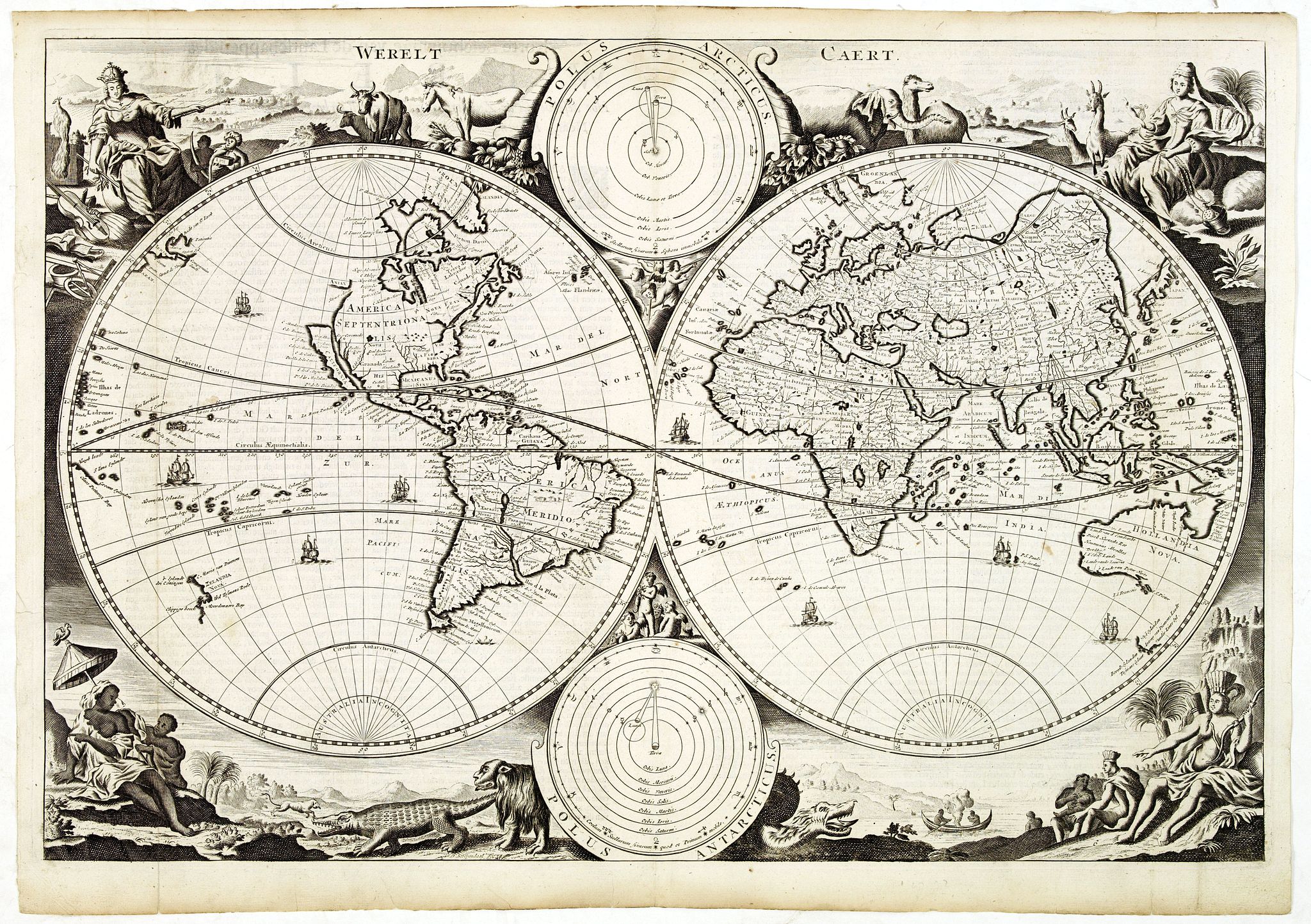 STOOPENDAAL, D., Werelt Caert, antique map, old maps