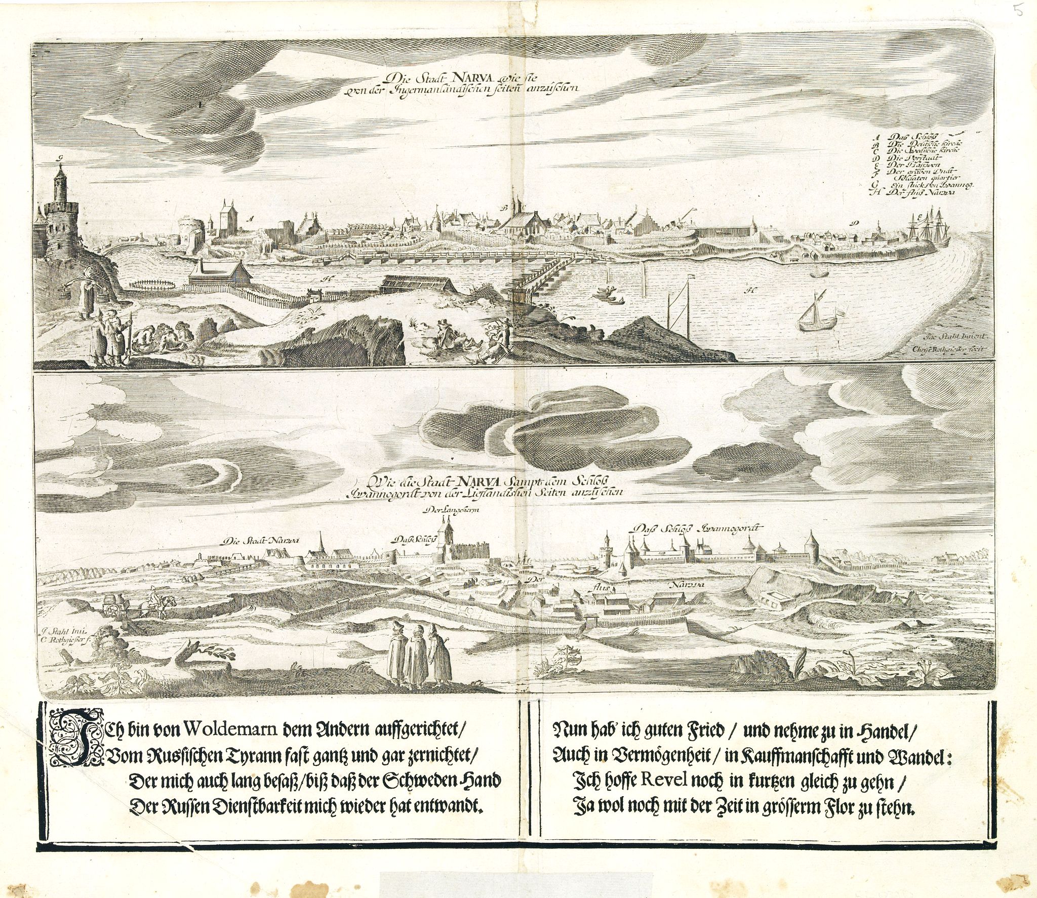 OLEARIUS, A. / ROTHGIESSER, C., Die Stadt Narva. . ., antique map, old maps