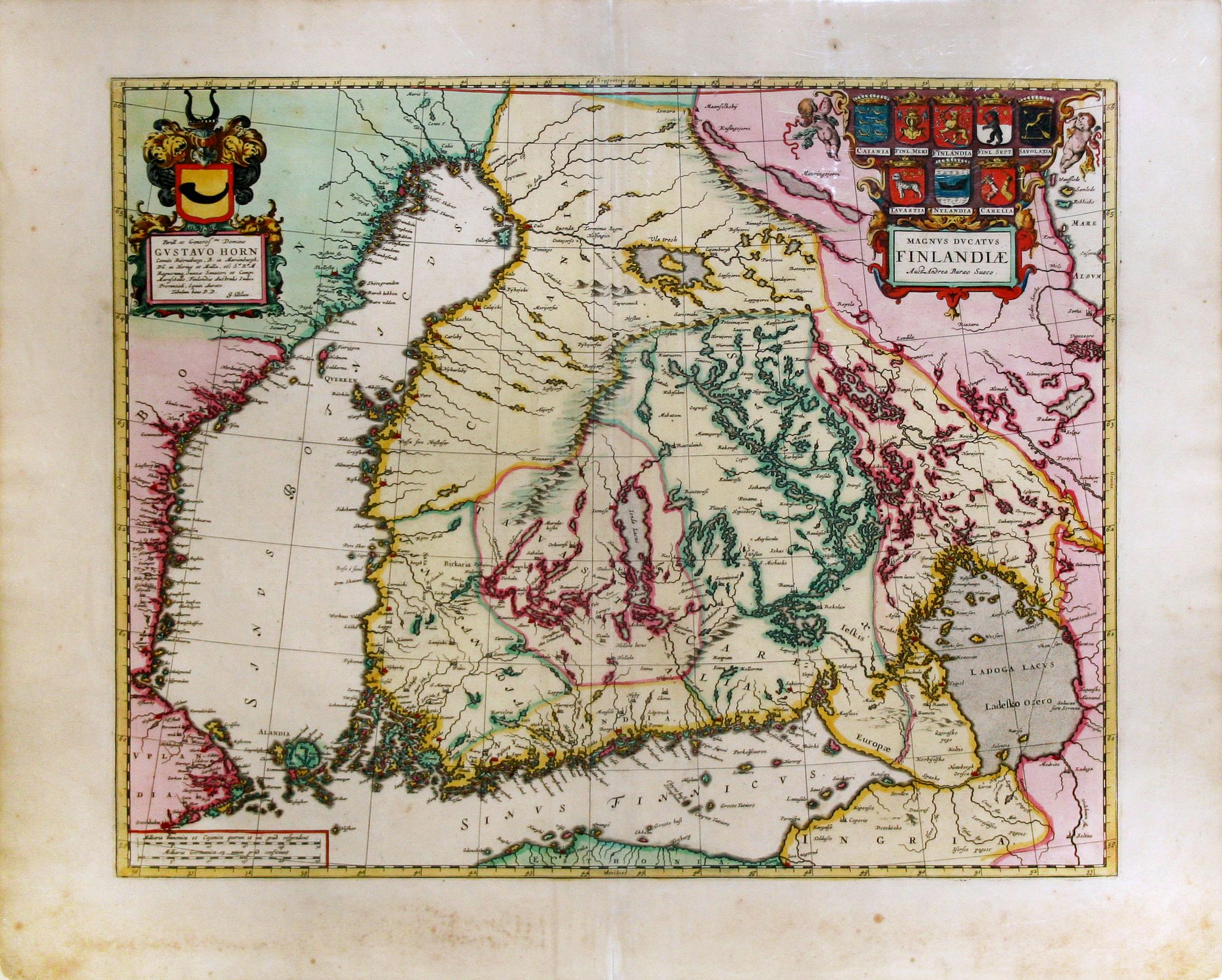 BLAEU, W., Magnus Ducatus Finlandiae Auct. Andrea Bureo Succo., antique map, old maps