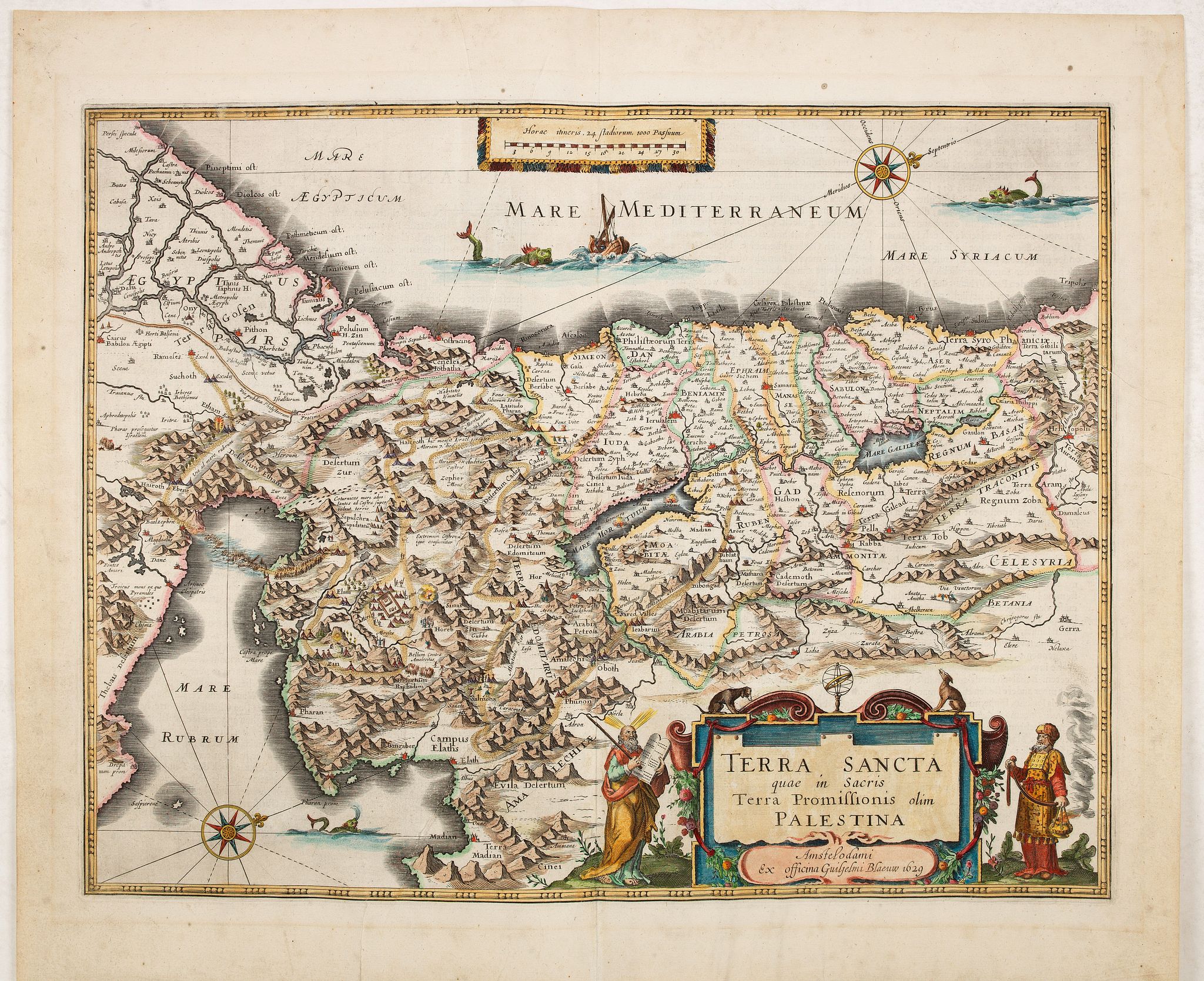 BLAEU, W., Terra Sancta quae in Sacris Terra Promissionis. . ., antique map, old maps