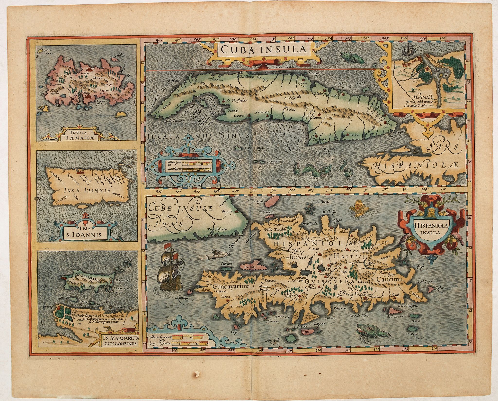 MERCATOR,G./ HONDIUS,J., Cuba Insula, Hispaniola Insula, Ins. Jamaica.., antique map, old maps