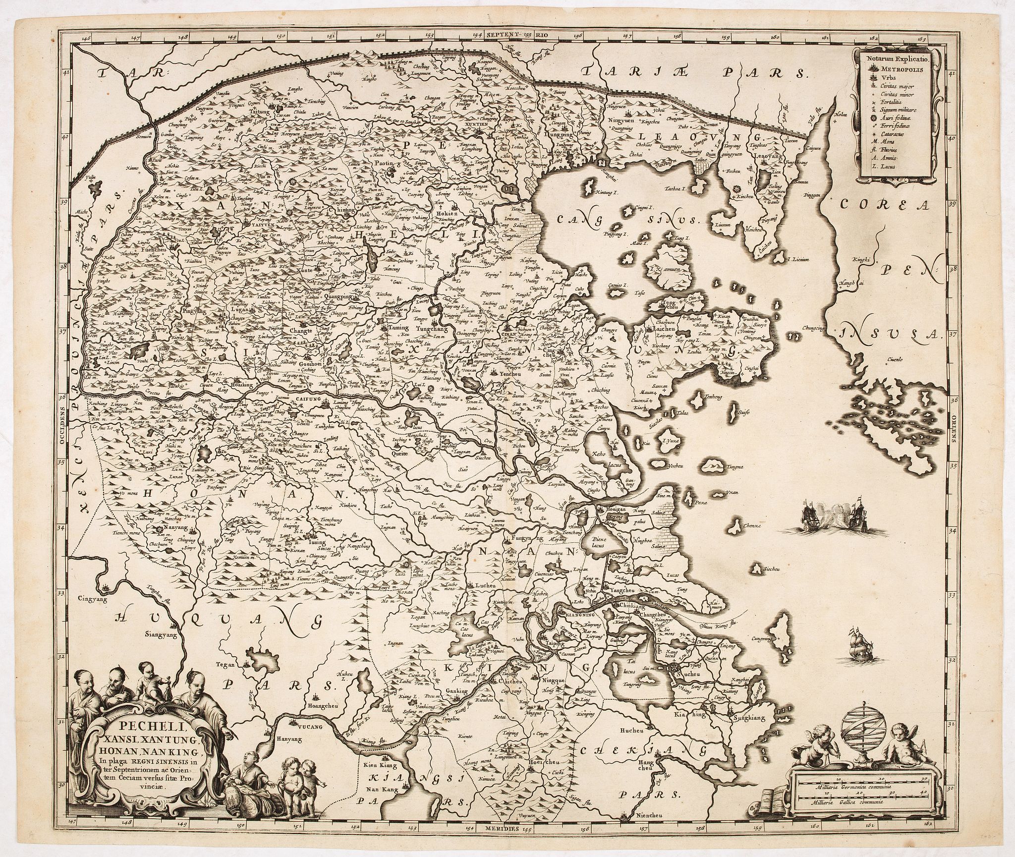JANSSONIUS, J., Pecheli, Xansi, Xantung, Honan, Nanking, In plaga Regni Sinensis.., antique map, old maps