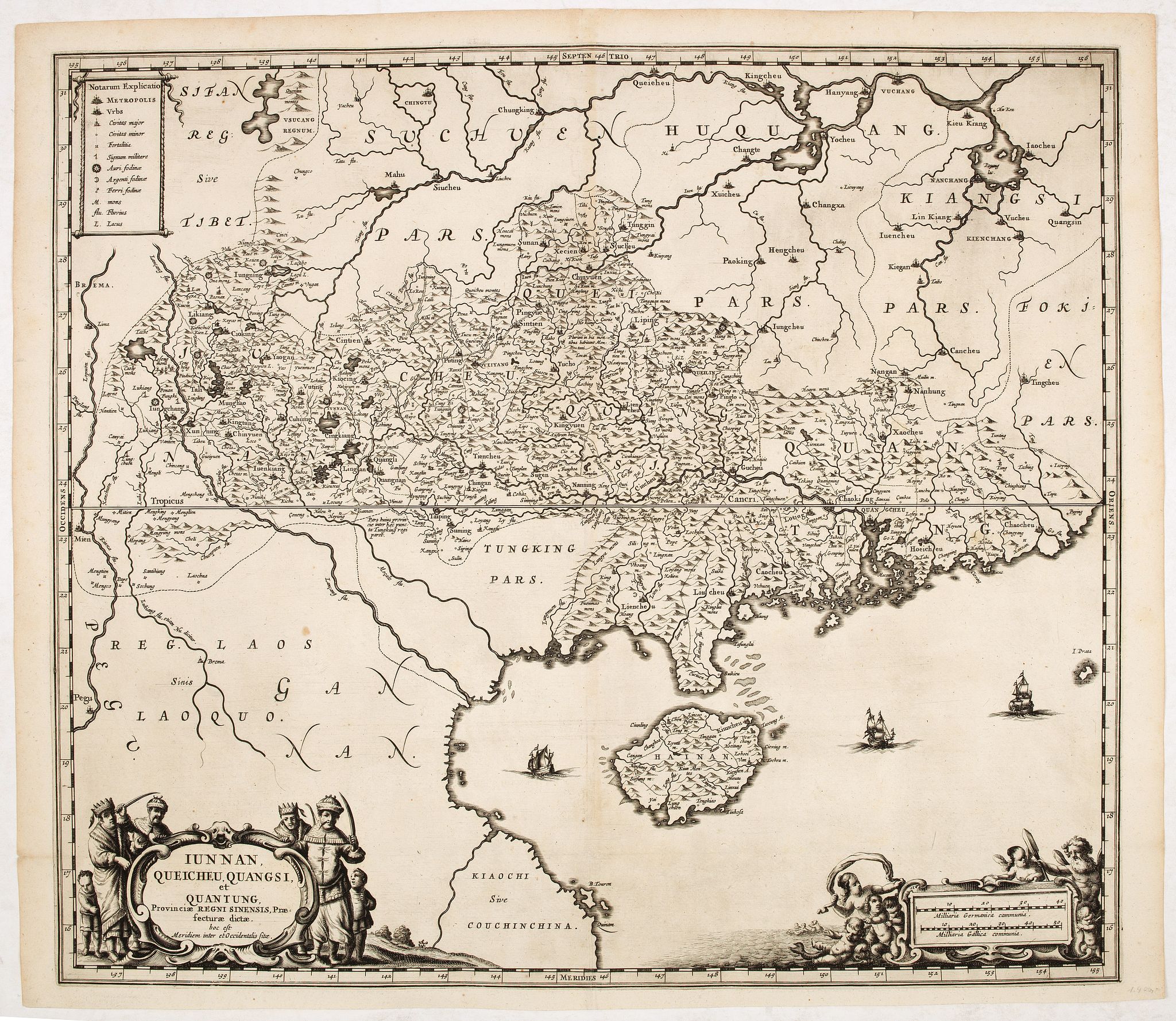 JANSSON, J., Iunnan, Queicheu, Quangsi, et Quantung. . ., antique map, old maps