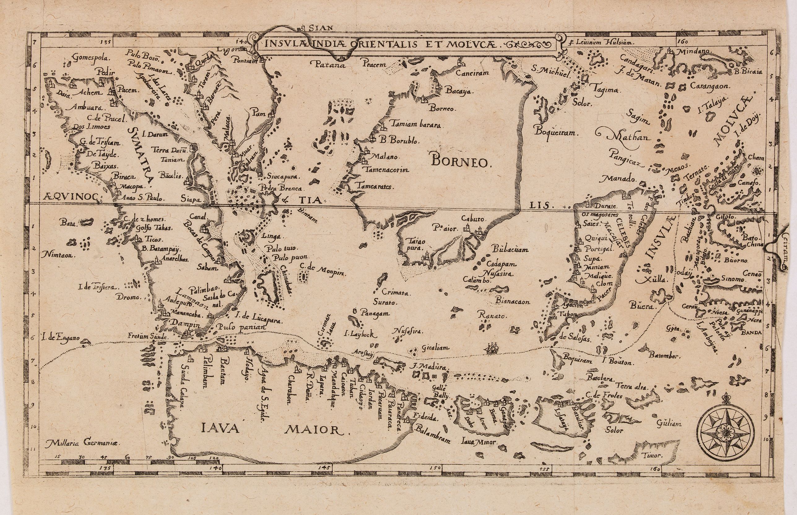 HULSIUS, L., Insulae Indiae Orientalis et Molucae., antique map, old maps