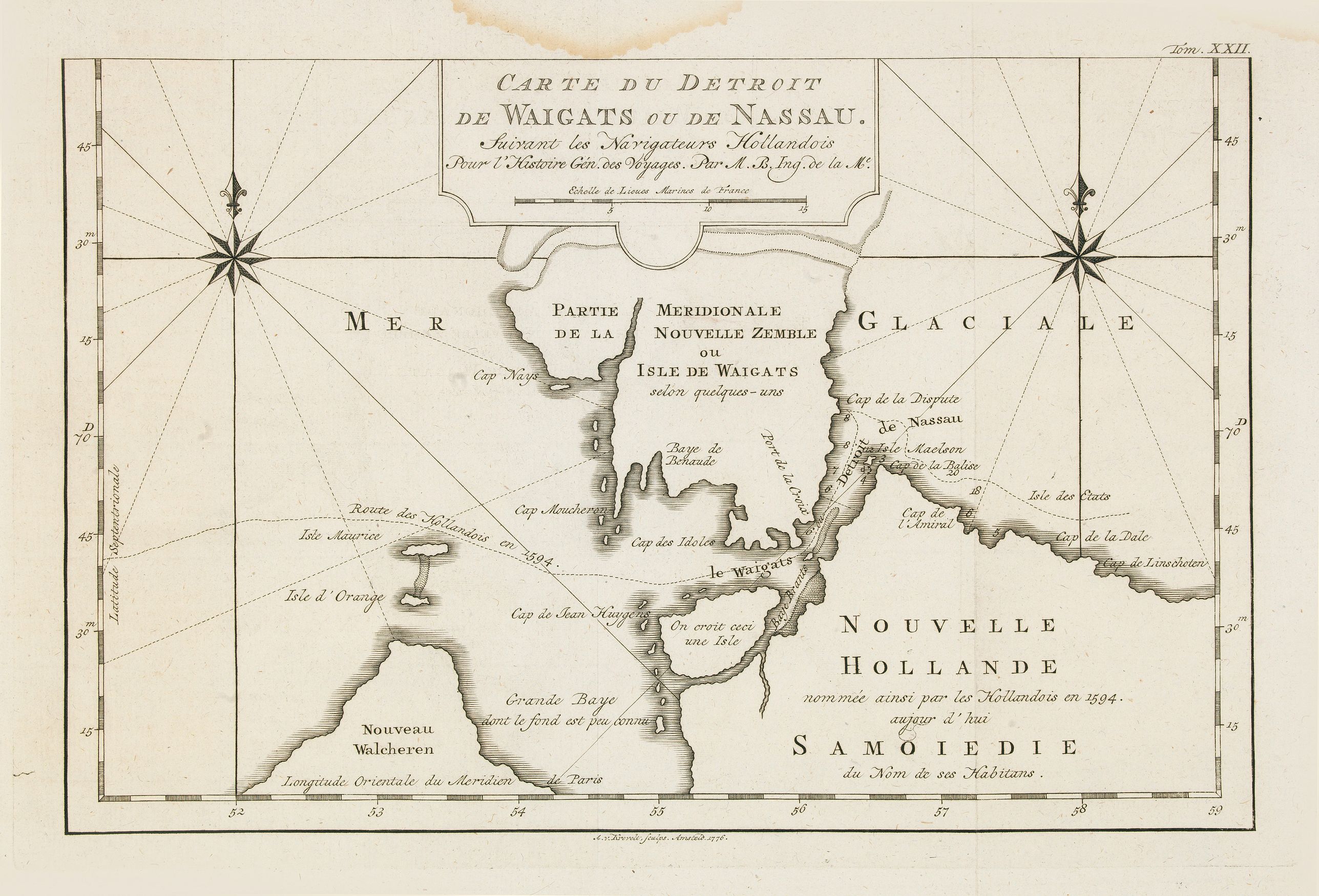 BELLIN, J.N., Carte du Detroit de Waigats ou de Nassau., antique map, old maps