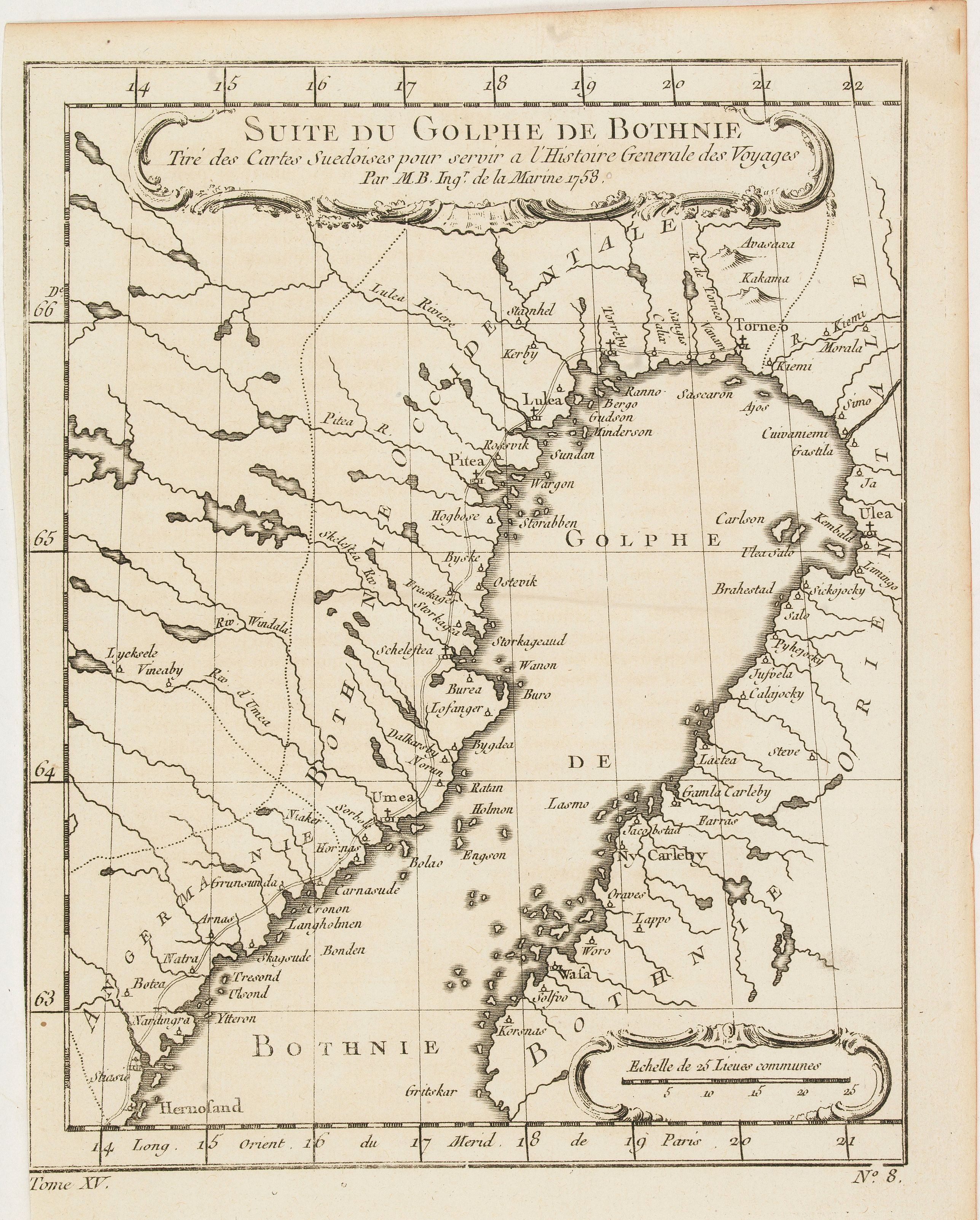 BELLIN, J.N., Suite du Golphe de Bothnie. . ., antique map, old maps