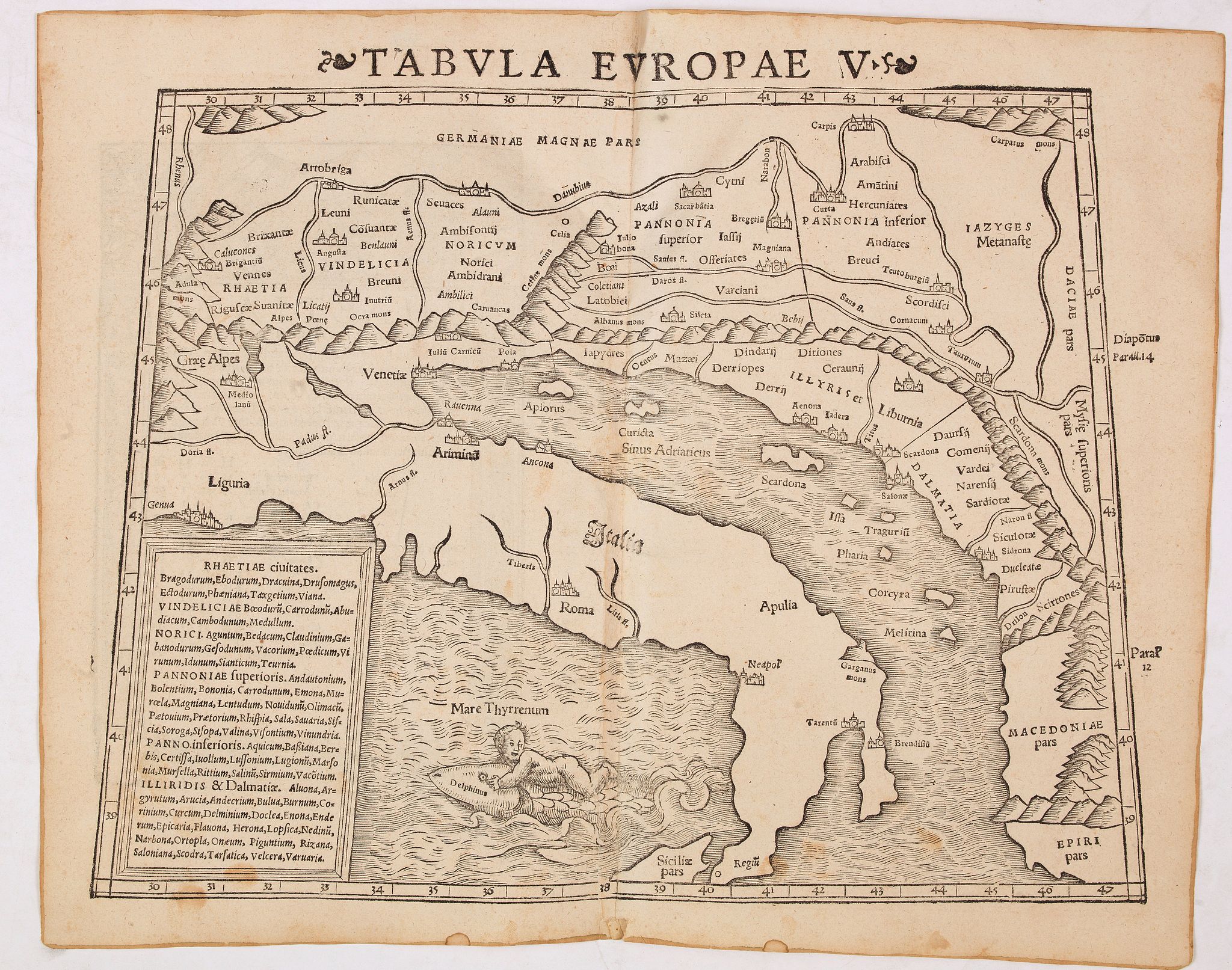 MÜNSTER, S., Tabula Europae V ( Adriatic Sea and the Balkans), antique map, old maps