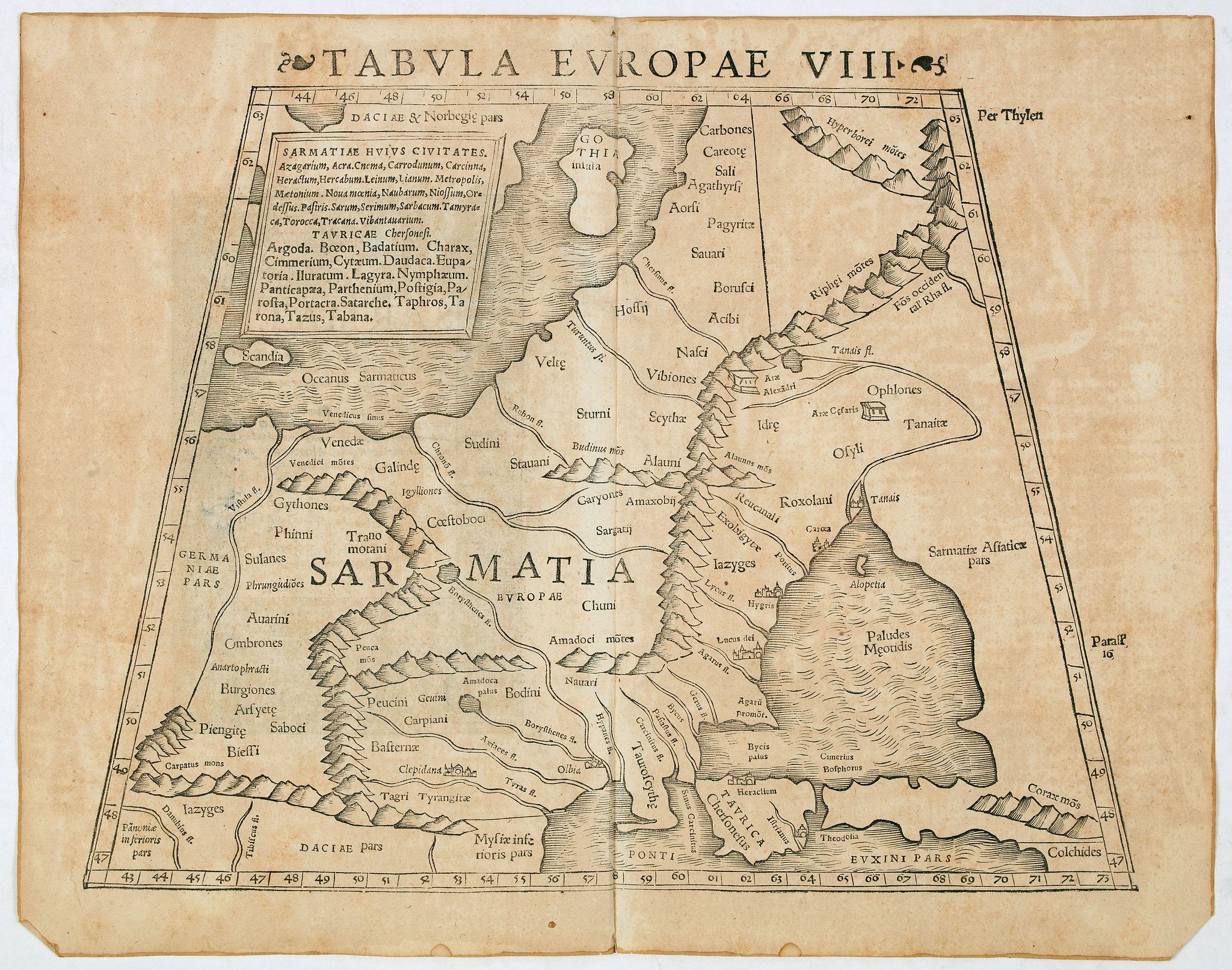MÜNSTER, S., Tabula Europae VIII ( Russia, Ukraine, Baltic, Scandinavia), antique map, old maps