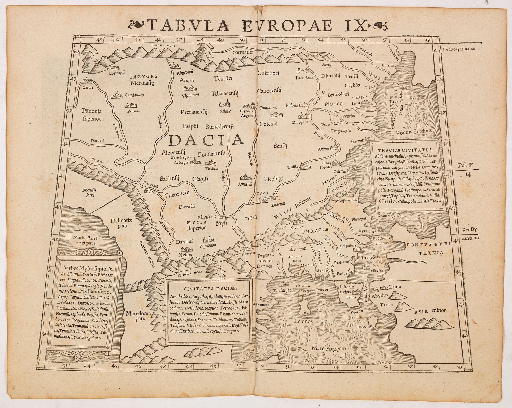 MÜNSTER, S., Tabula Europae IX ( Greece & Turkey), antique map, old maps