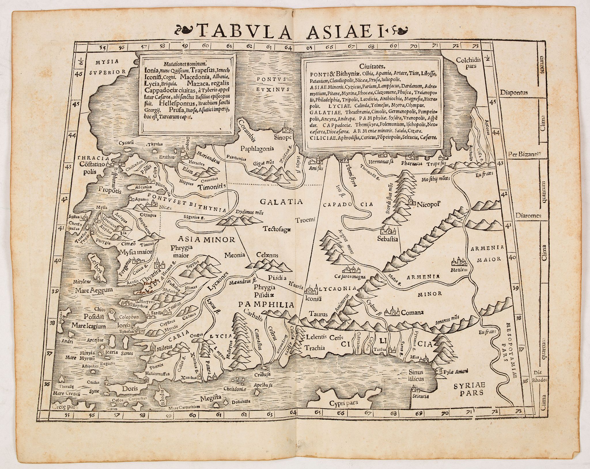 MÜNSTER, S., Tabula Asiae I (Turkey), antique map, old maps