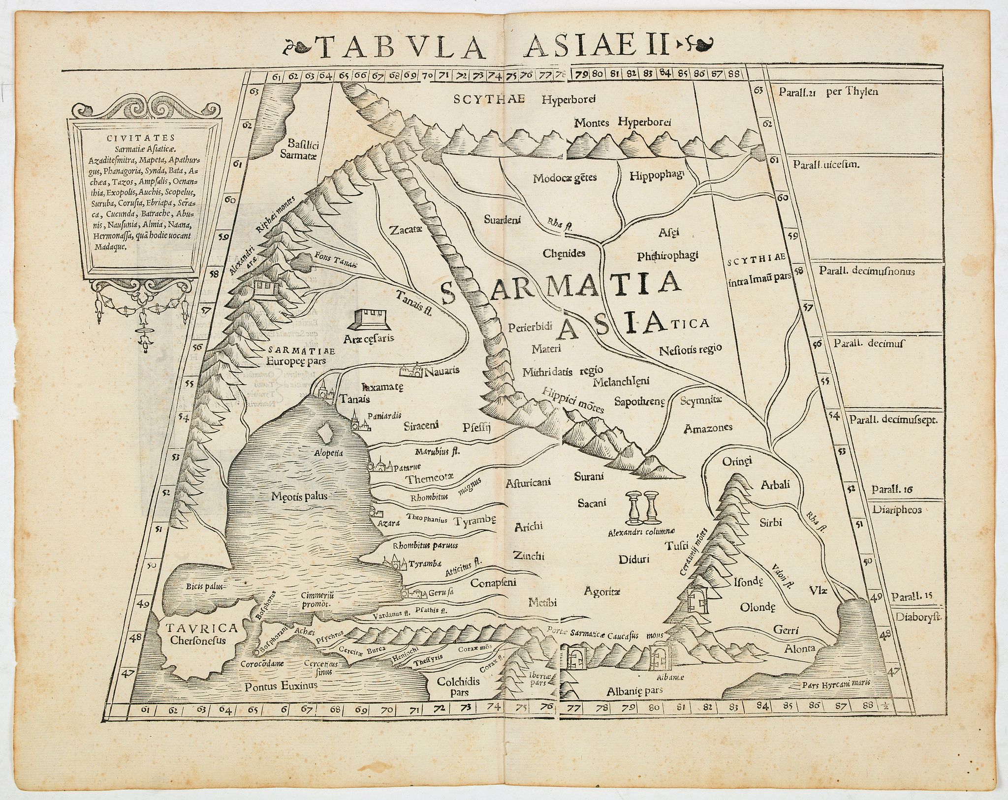 MÜNSTER, S., Tabula Asiae II (Black Sea and Caspian Sea), antique map, old maps