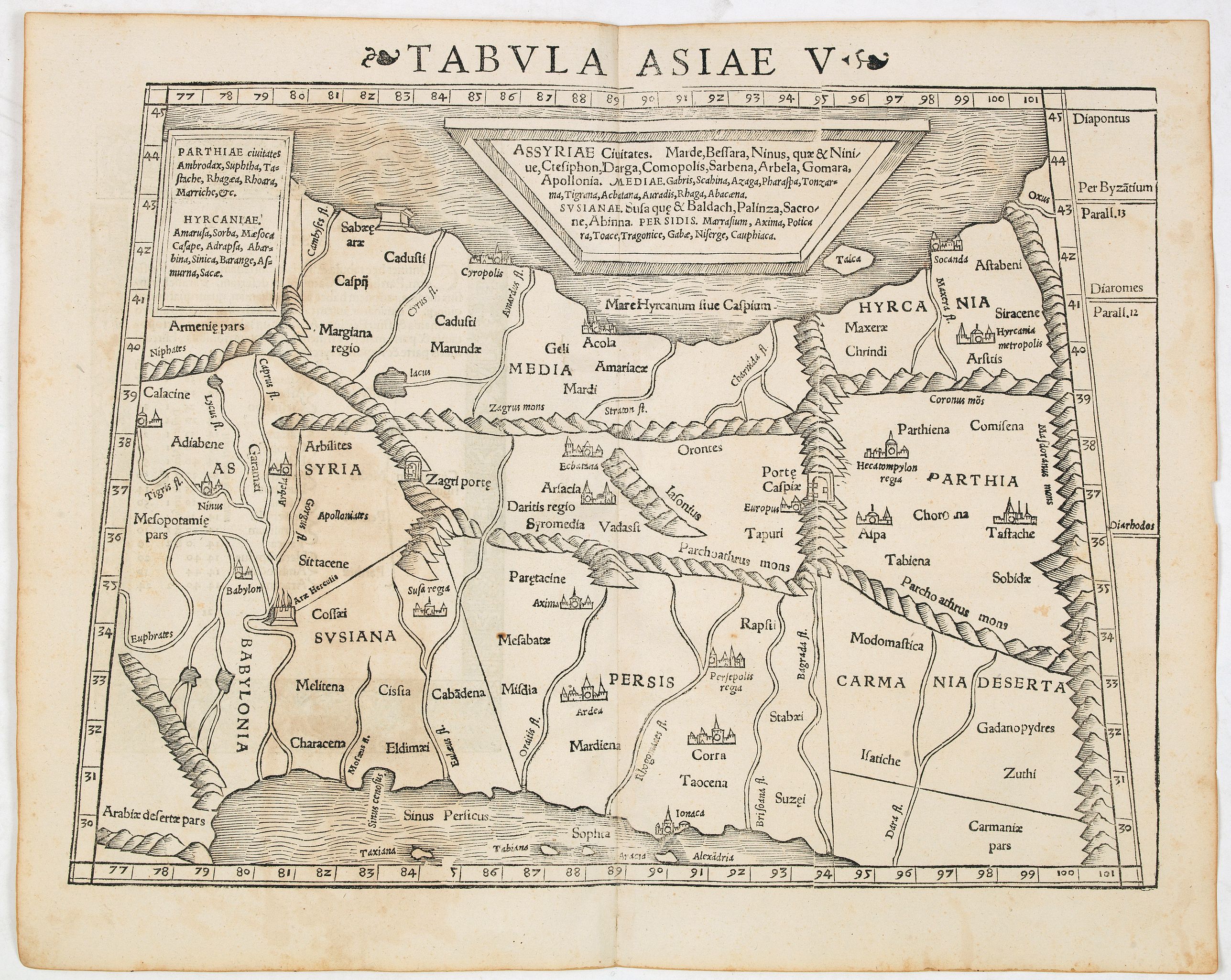MÜNSTER, S., Tabula Asiae V (Persia), antique map, old maps