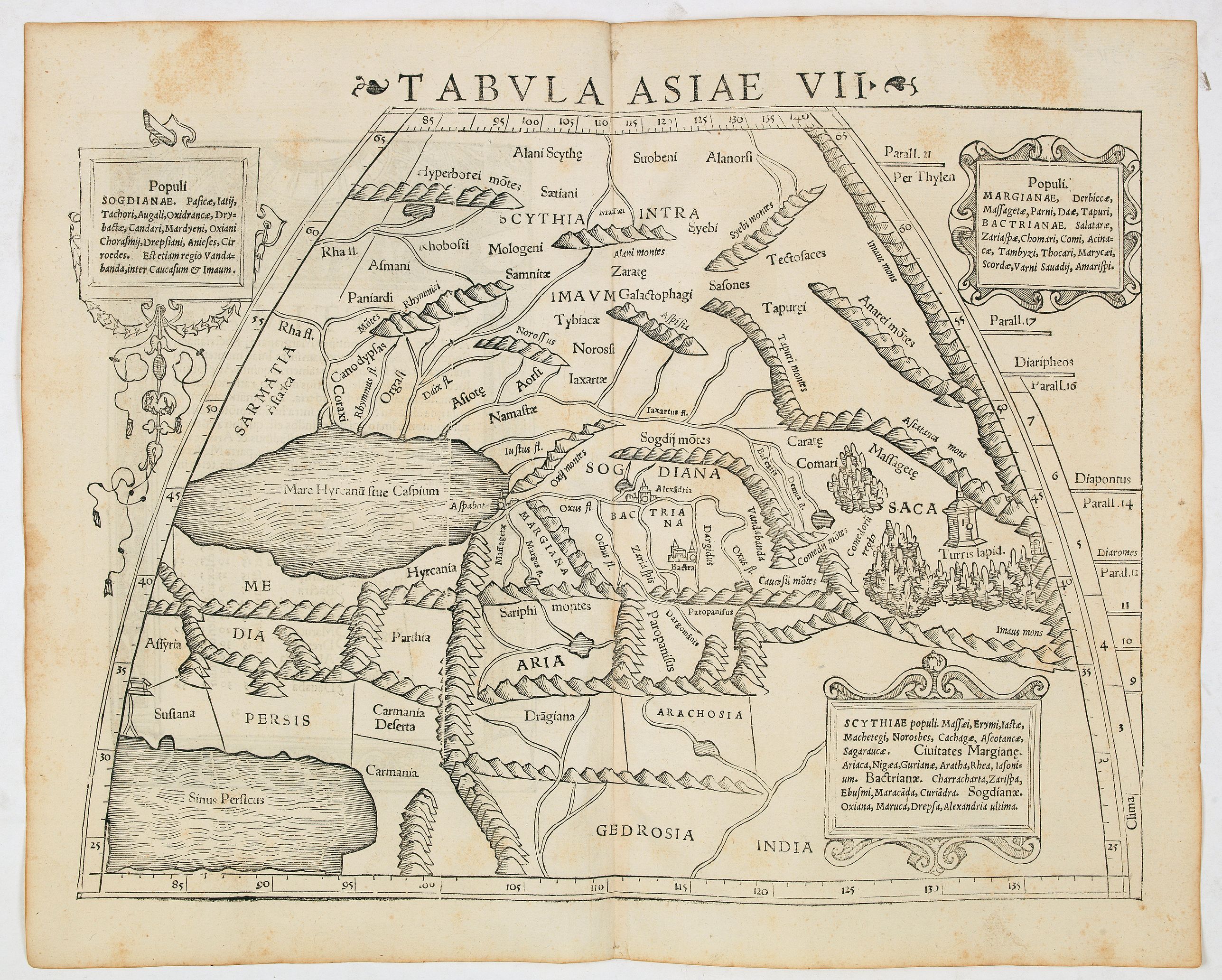 MÜNSTER, S., Tabula Asiae VII (Central Asia and Russia), antique map, old maps
