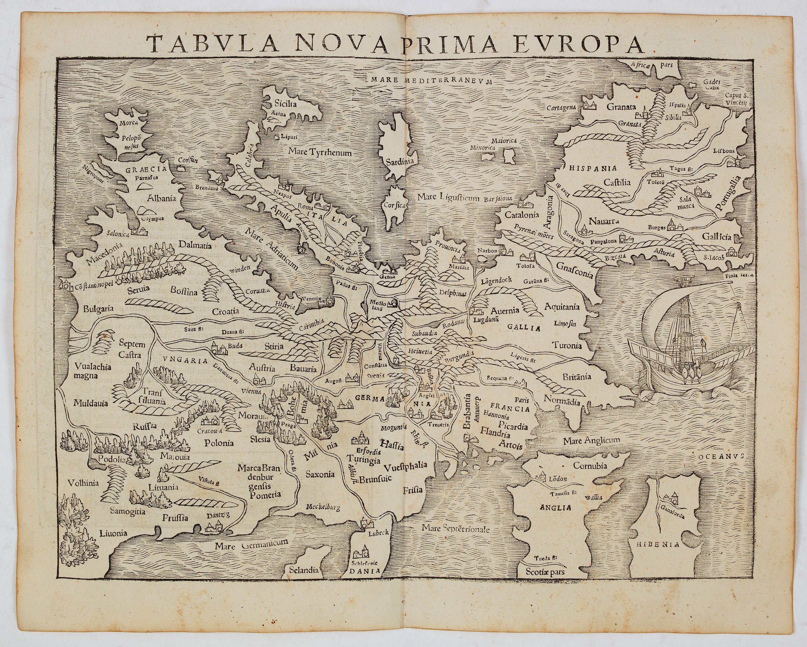 MÜNSTER, S., Tabula Nova Prima Europa. (Europe - 1st edition), antique map, old maps