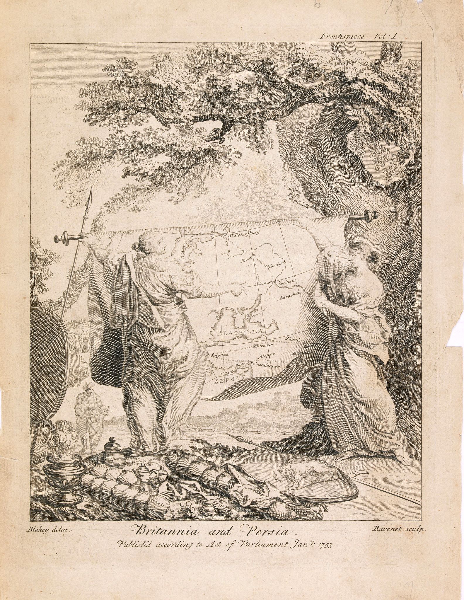 BLAKEY, Britannia And Persia., antique map, old maps